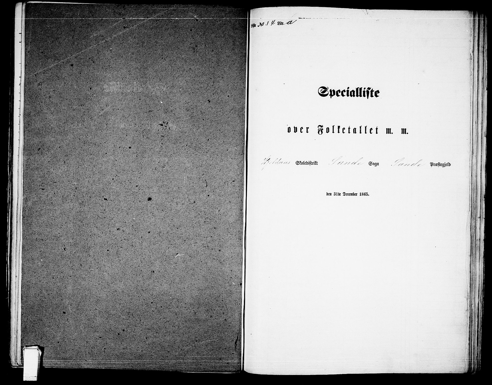 RA, 1865 census for Sande, 1865, p. 87