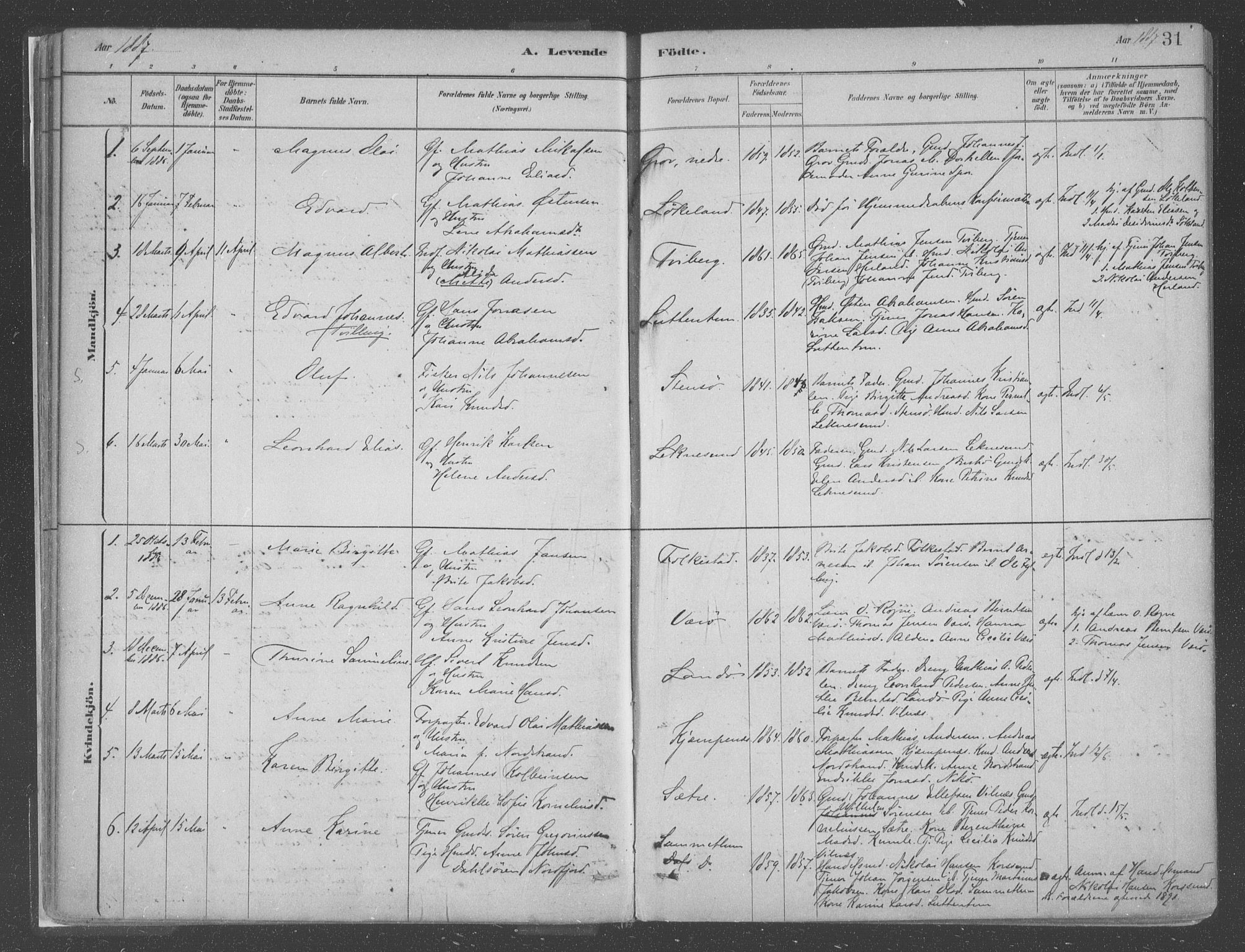 Askvoll sokneprestembete, AV/SAB-A-79501/H/Haa/Haac/L0001: Parish register (official) no. C  1, 1879-1922, p. 31