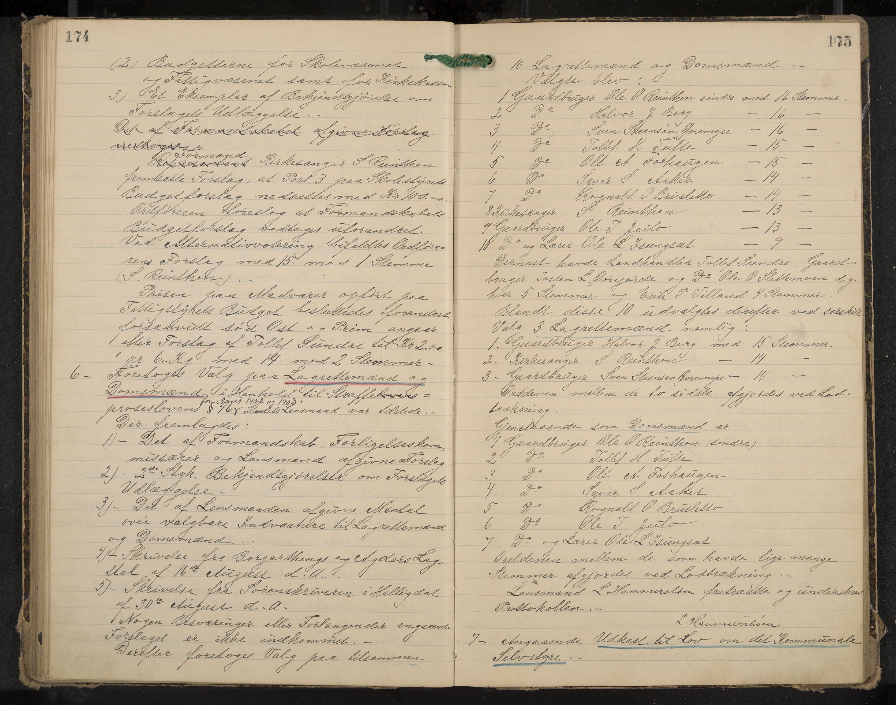 Hol formannskap og sentraladministrasjon, IKAK/0620021-1/A/L0003: Møtebok, 1897-1904, p. 174-175