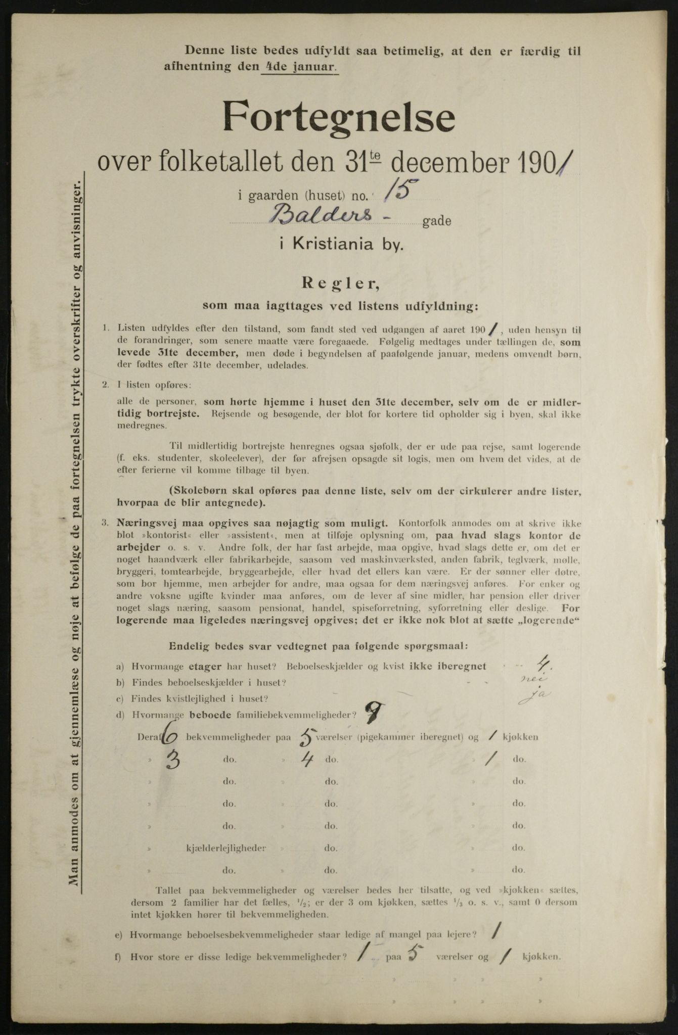 OBA, Municipal Census 1901 for Kristiania, 1901, p. 632