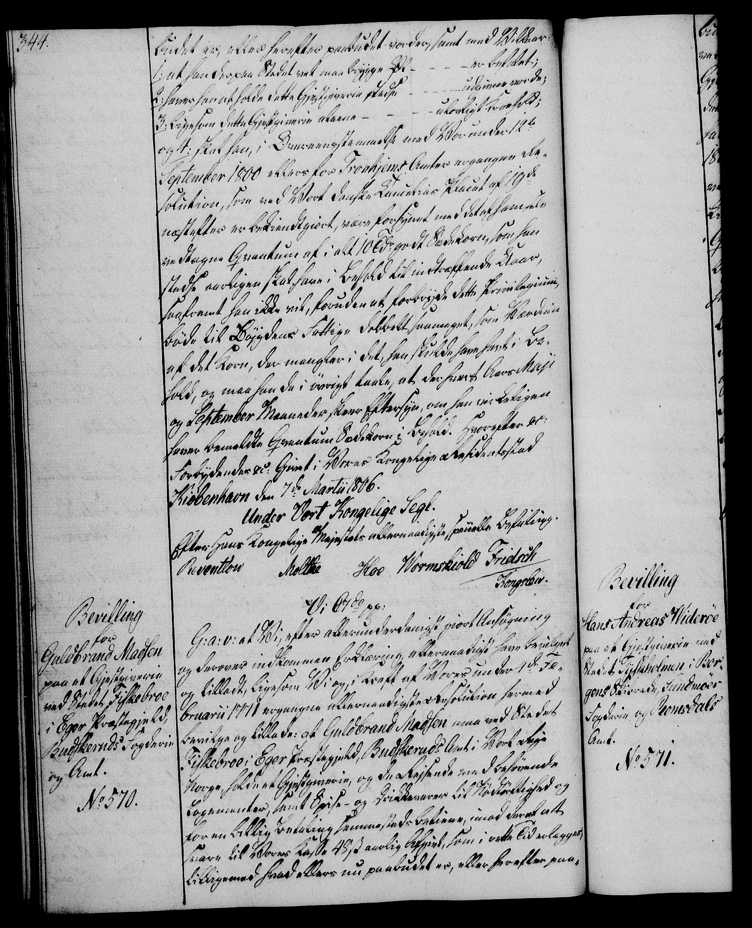 Rentekammeret, Kammerkanselliet, AV/RA-EA-3111/G/Gg/Gga/L0018: Norsk ekspedisjonsprotokoll med register (merket RK 53.18), 1804-1806, p. 344