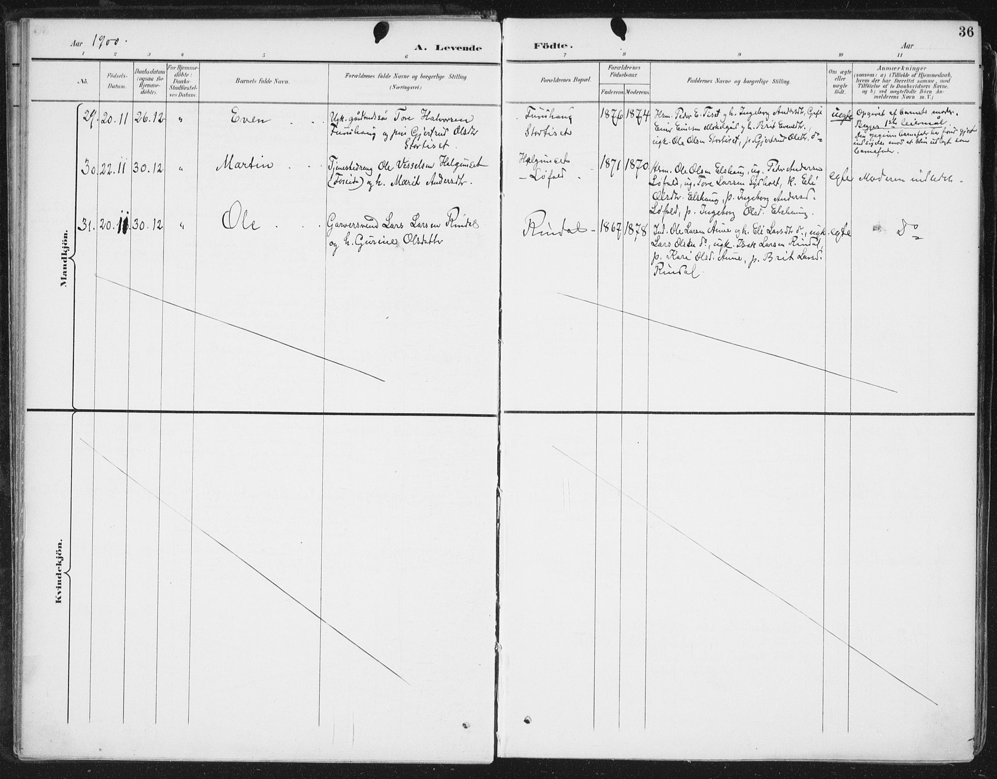 Ministerialprotokoller, klokkerbøker og fødselsregistre - Møre og Romsdal, AV/SAT-A-1454/598/L1072: Parish register (official) no. 598A06, 1896-1910, p. 36