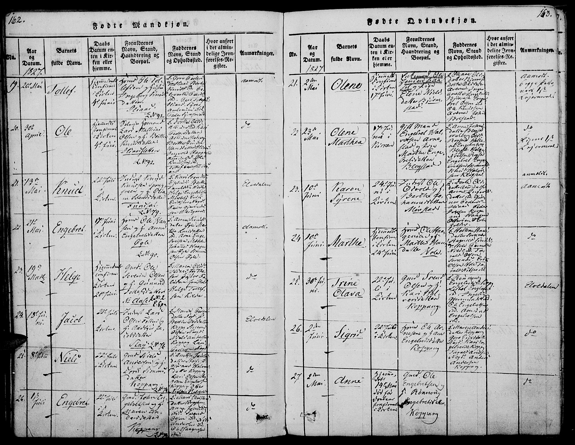 Åmot prestekontor, Hedmark, AV/SAH-PREST-056/H/Ha/Haa/L0005: Parish register (official) no. 5, 1815-1841, p. 162-163