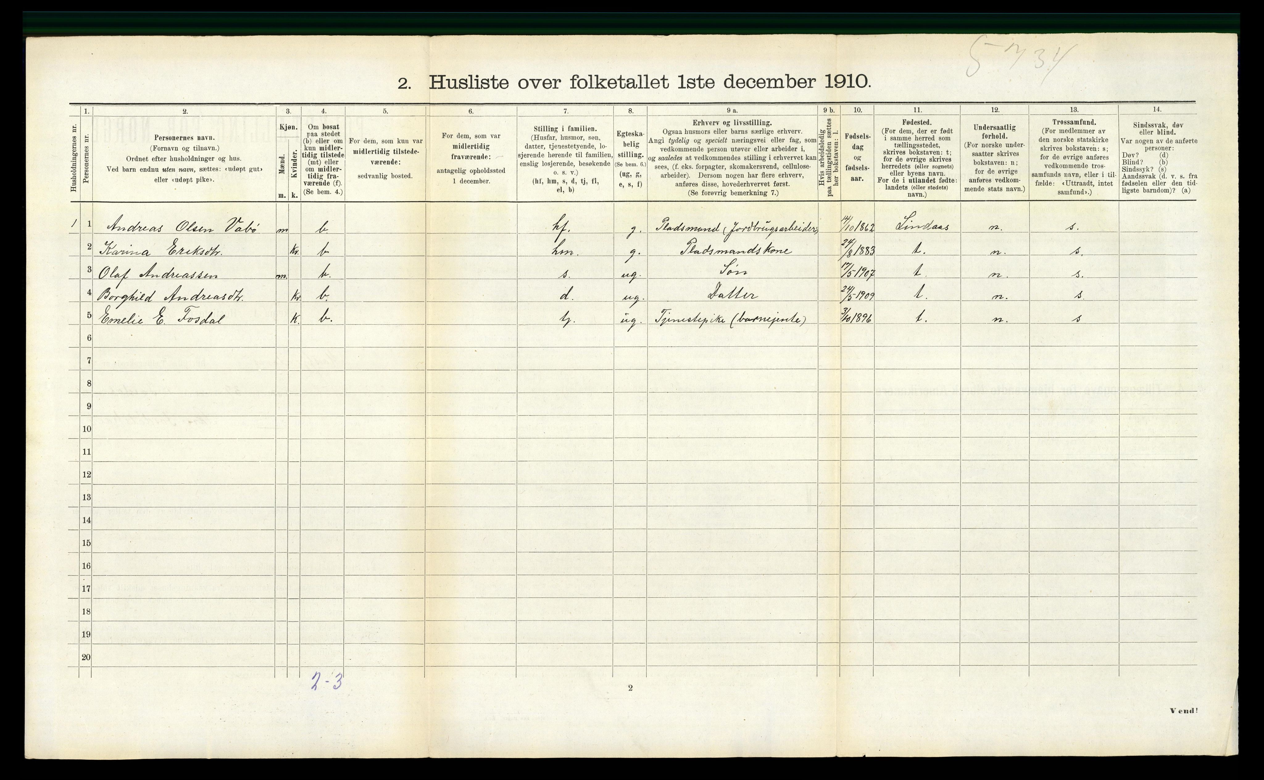 RA, 1910 census for Masfjorden, 1910, p. 535