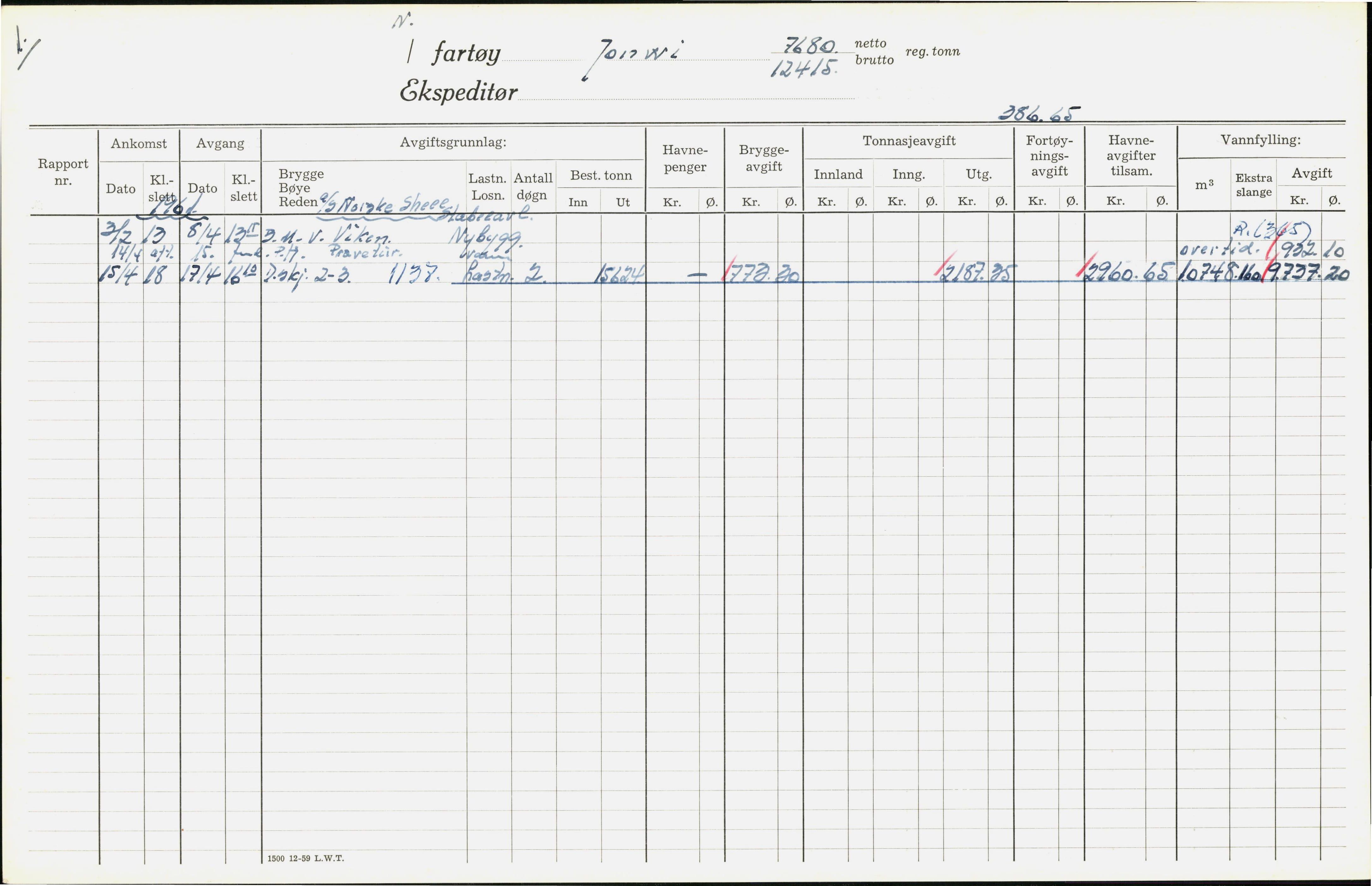 Bergen kommune. Havnekontor/havnefogd, BBA/A-0742/H/Ha/Hac/L0028: Skipsregister Jopeter-Karanzin, 1941-1975