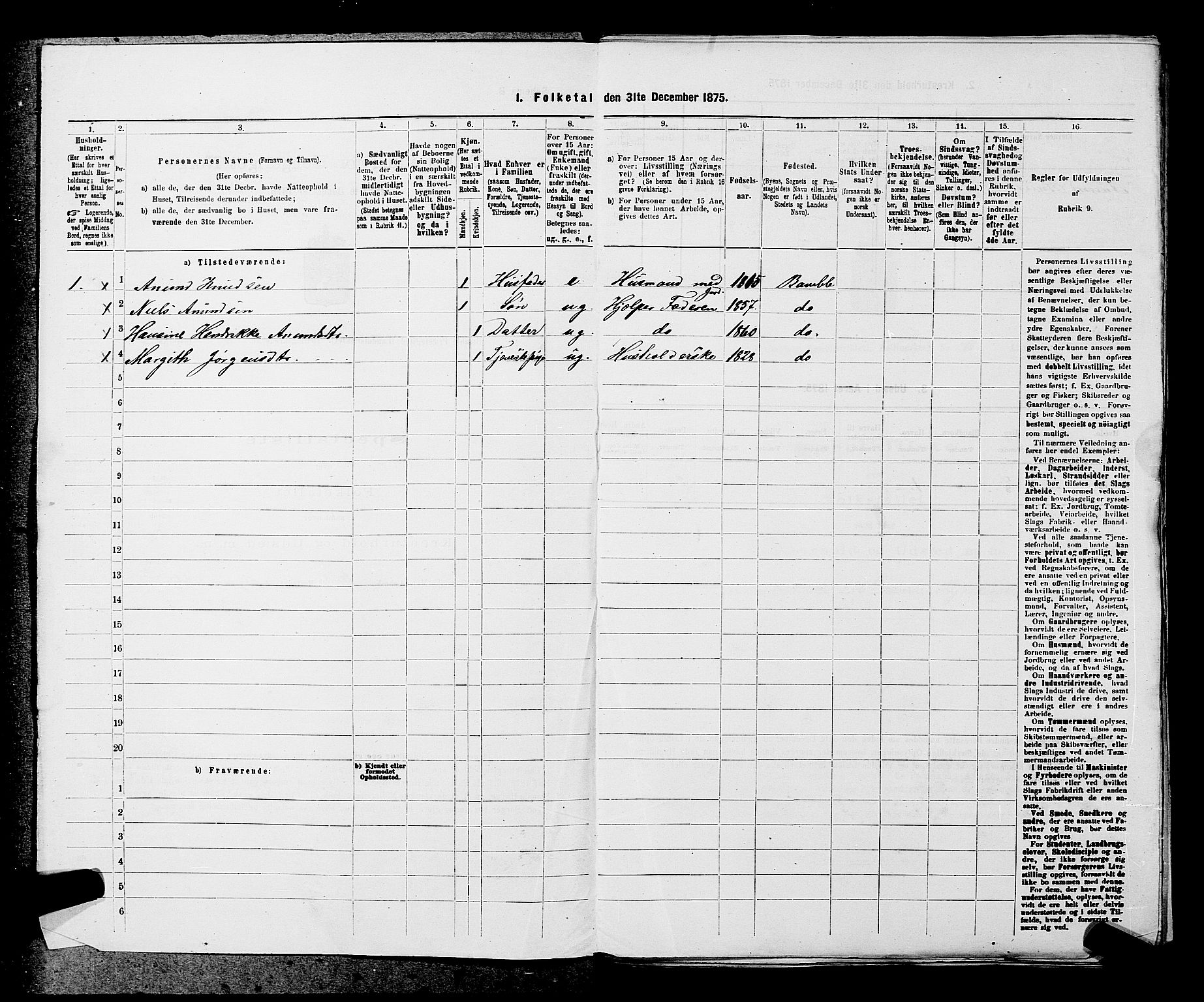 SAKO, 1875 census for 0814L Bamble/Bamble, 1875, p. 862