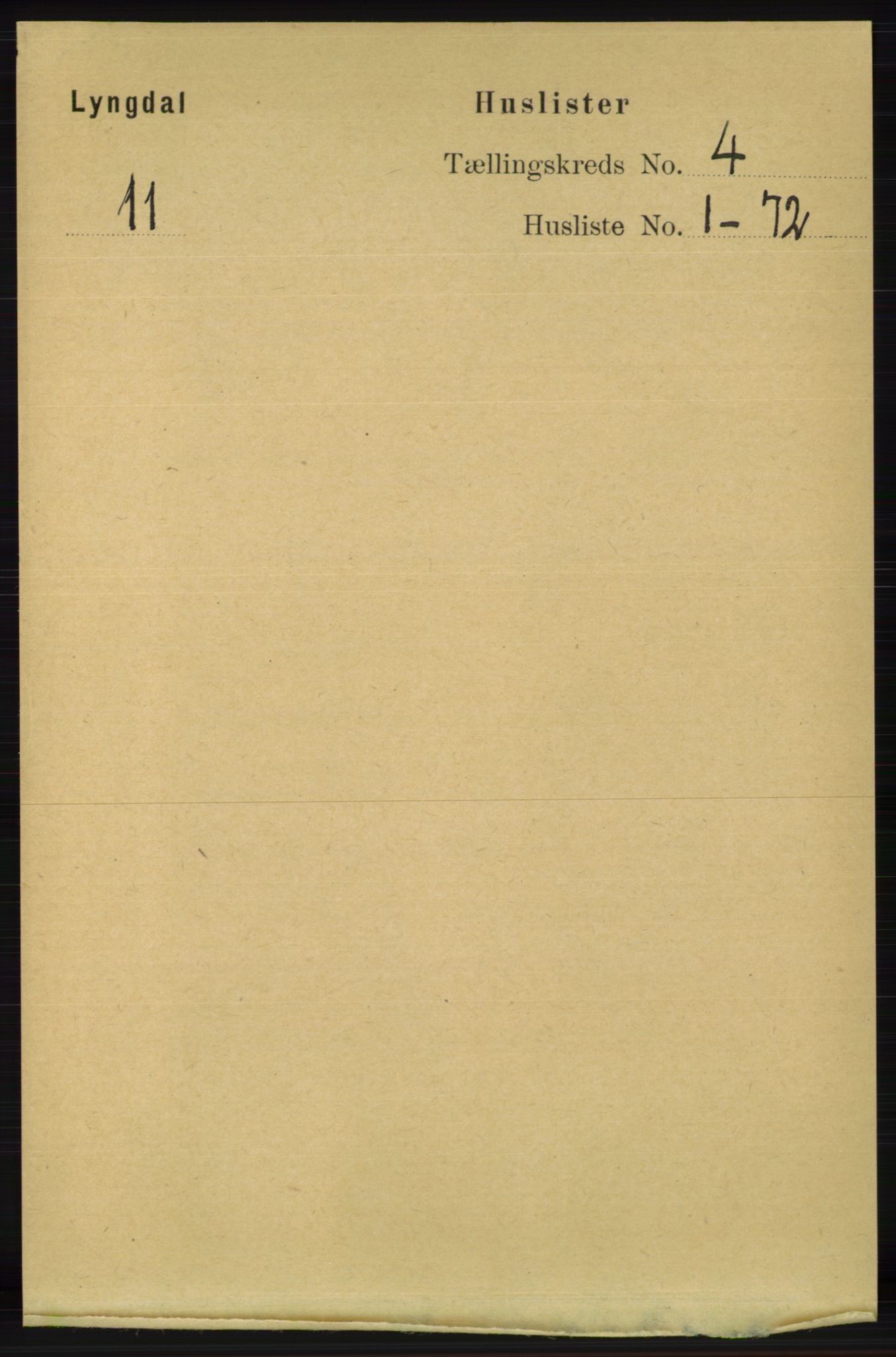 RA, 1891 census for 1032 Lyngdal, 1891, p. 1353