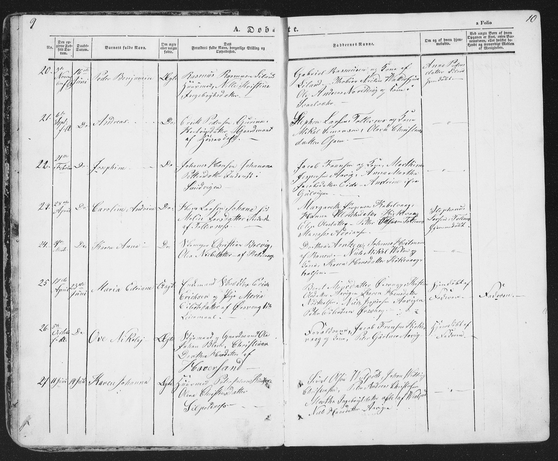 Ministerialprotokoller, klokkerbøker og fødselsregistre - Nordland, AV/SAT-A-1459/874/L1072: Parish register (copy) no. 874C01, 1843-1859, p. 9-10