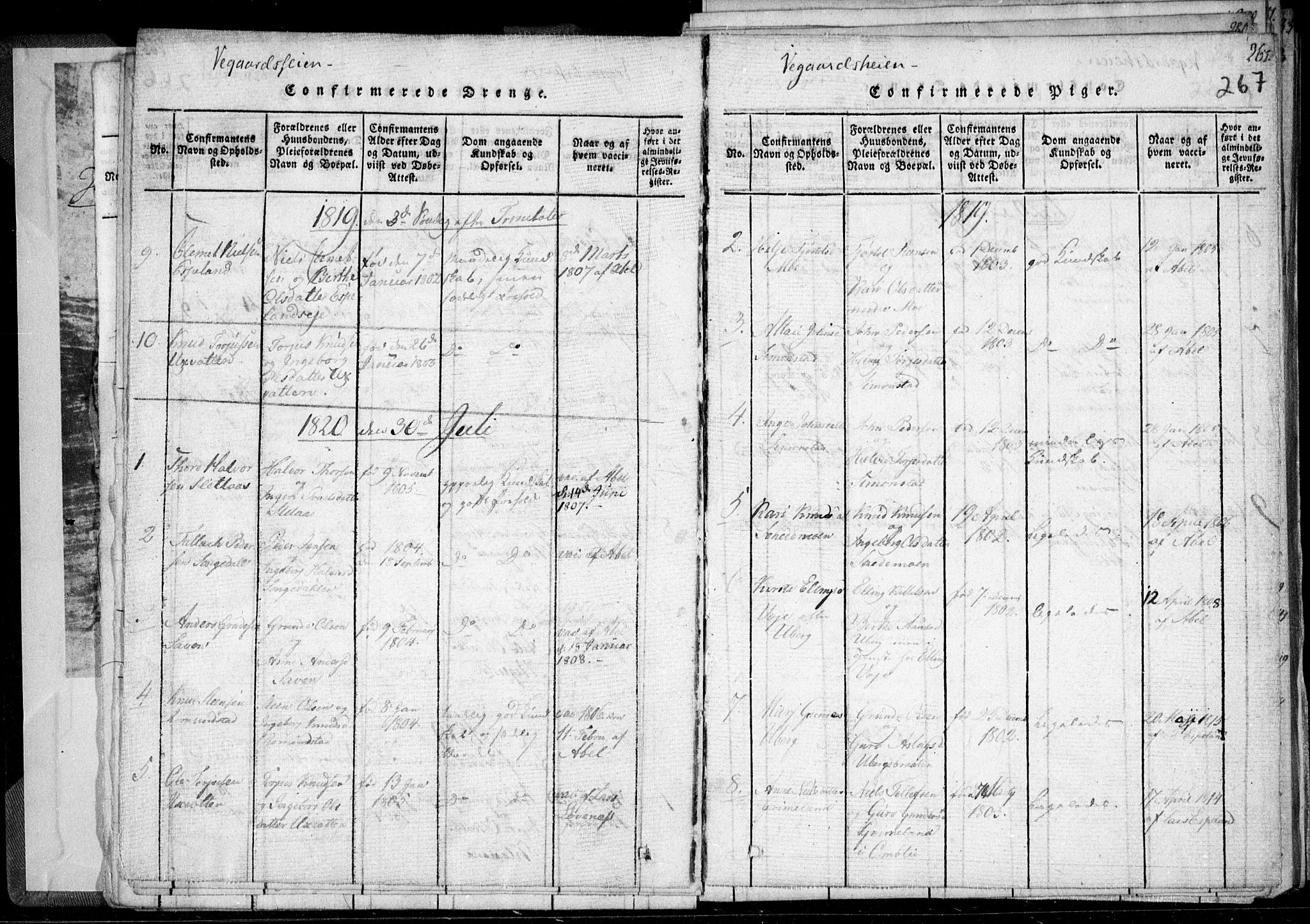 Holt sokneprestkontor, SAK/1111-0021/F/Fa/L0005: Parish register (official) no. A 5, 1813-1821, p. 267