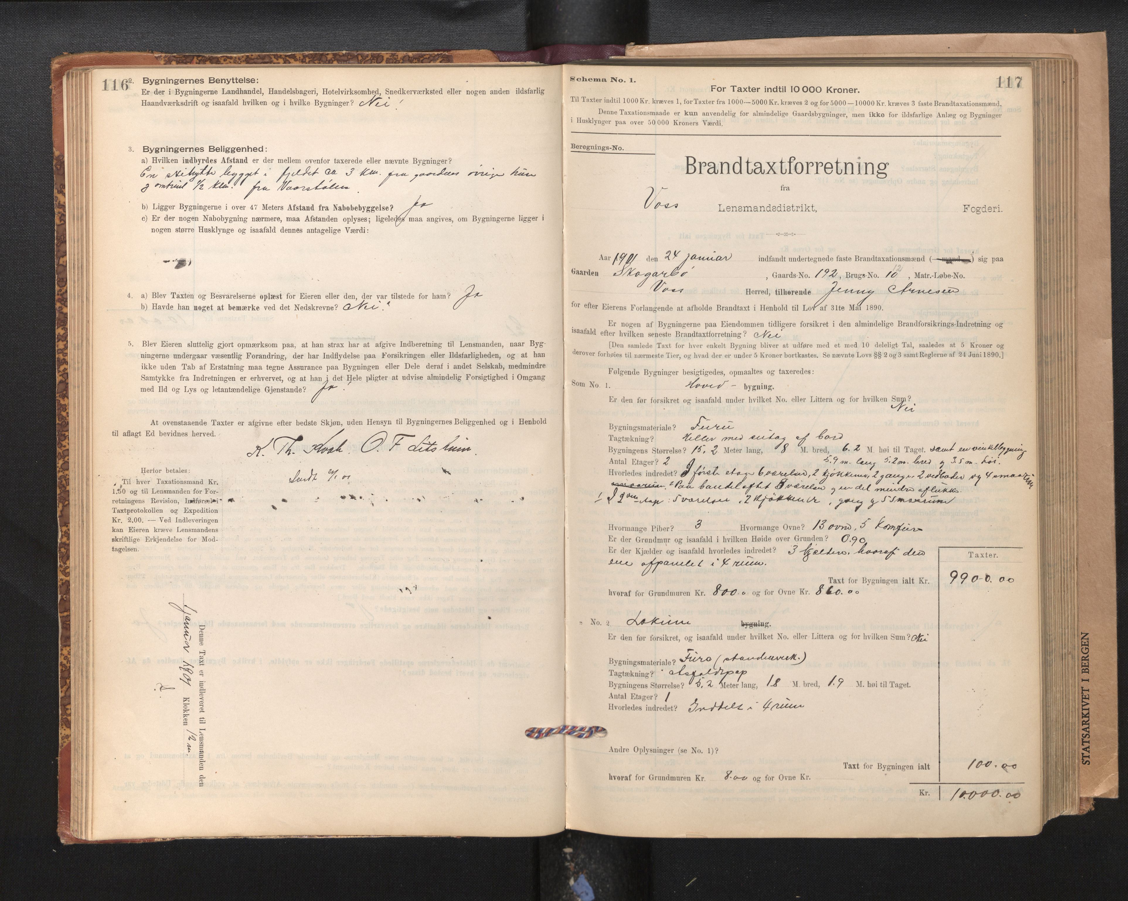 Lensmannen i Voss, SAB/A-35801/0012/L0008: Branntakstprotokoll, skjematakst, 1895-1945, p. 116-117