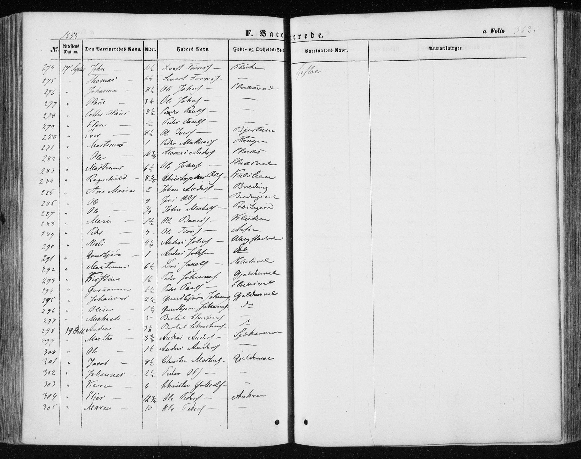 Ministerialprotokoller, klokkerbøker og fødselsregistre - Nord-Trøndelag, SAT/A-1458/723/L0240: Parish register (official) no. 723A09, 1852-1860, p. 363