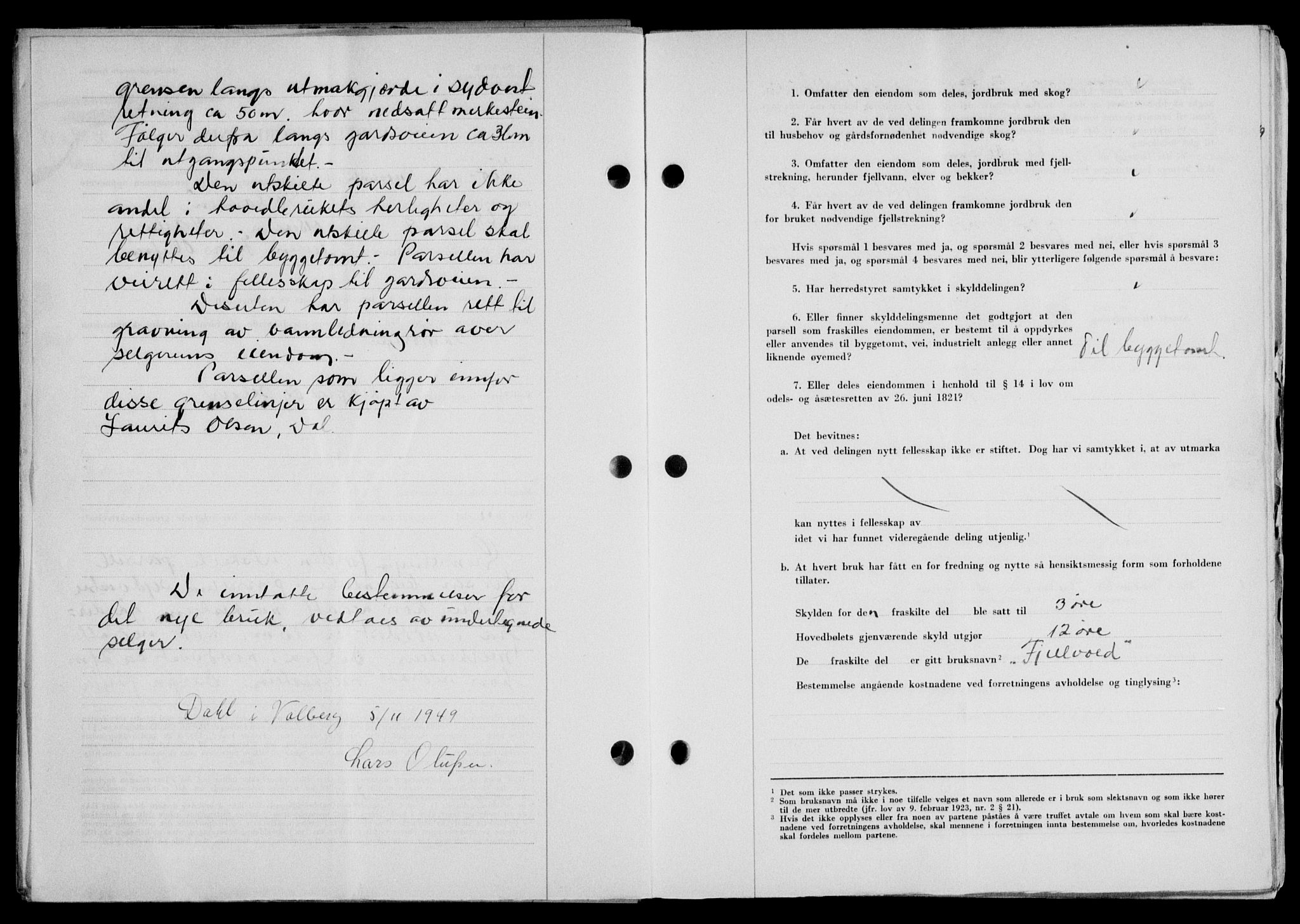 Lofoten sorenskriveri, SAT/A-0017/1/2/2C/L0022a: Mortgage book no. 22a, 1949-1950, Diary no: : 3299/1949