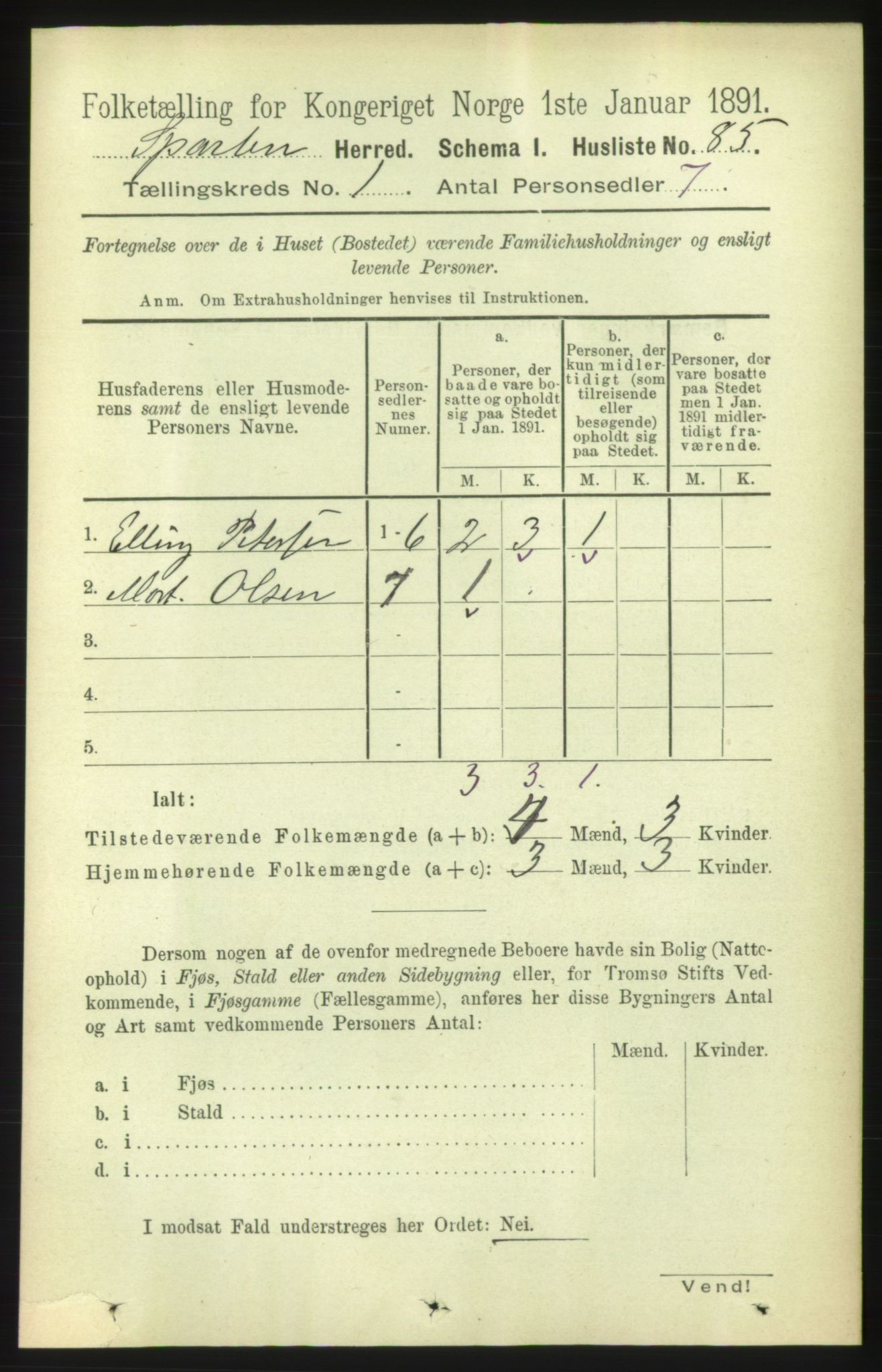 RA, 1891 census for 1731 Sparbu, 1891, p. 111