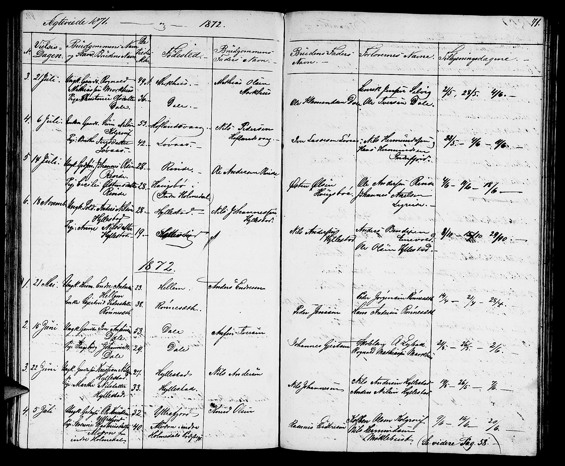 Hyllestad sokneprestembete, SAB/A-80401: Parish register (copy) no. A 1, 1853-1875, p. 71