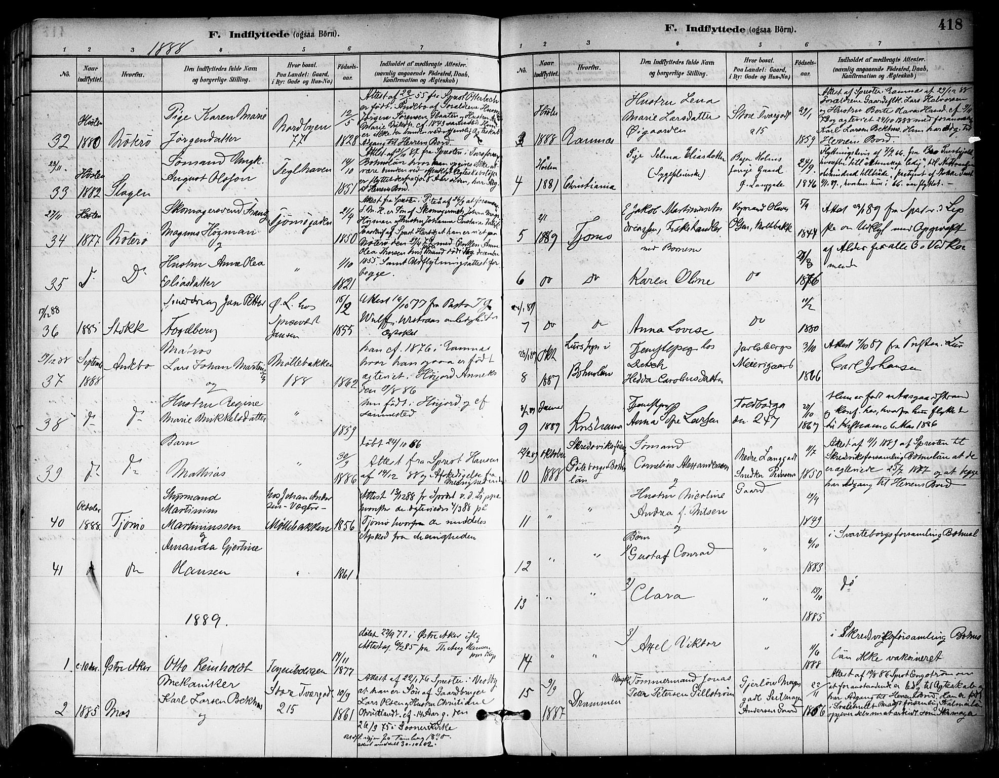 Tønsberg kirkebøker, SAKO/A-330/F/Fa/L0011: Parish register (official) no. I 11, 1881-1890, p. 418