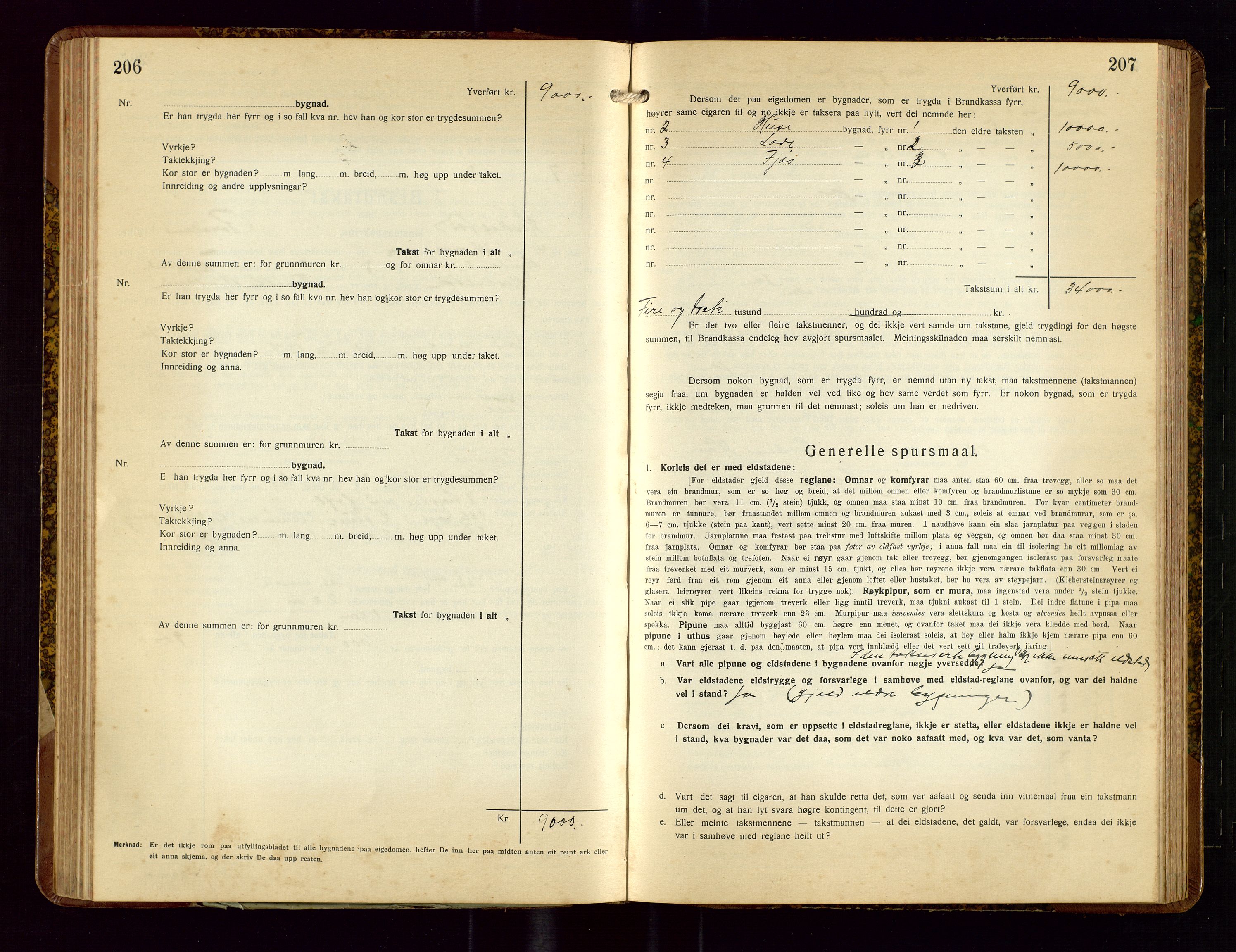 Heskestad lensmannskontor, SAST/A-100304/Gob/L0004: "Brandtakstbok", 1934-1946, p. 206-207