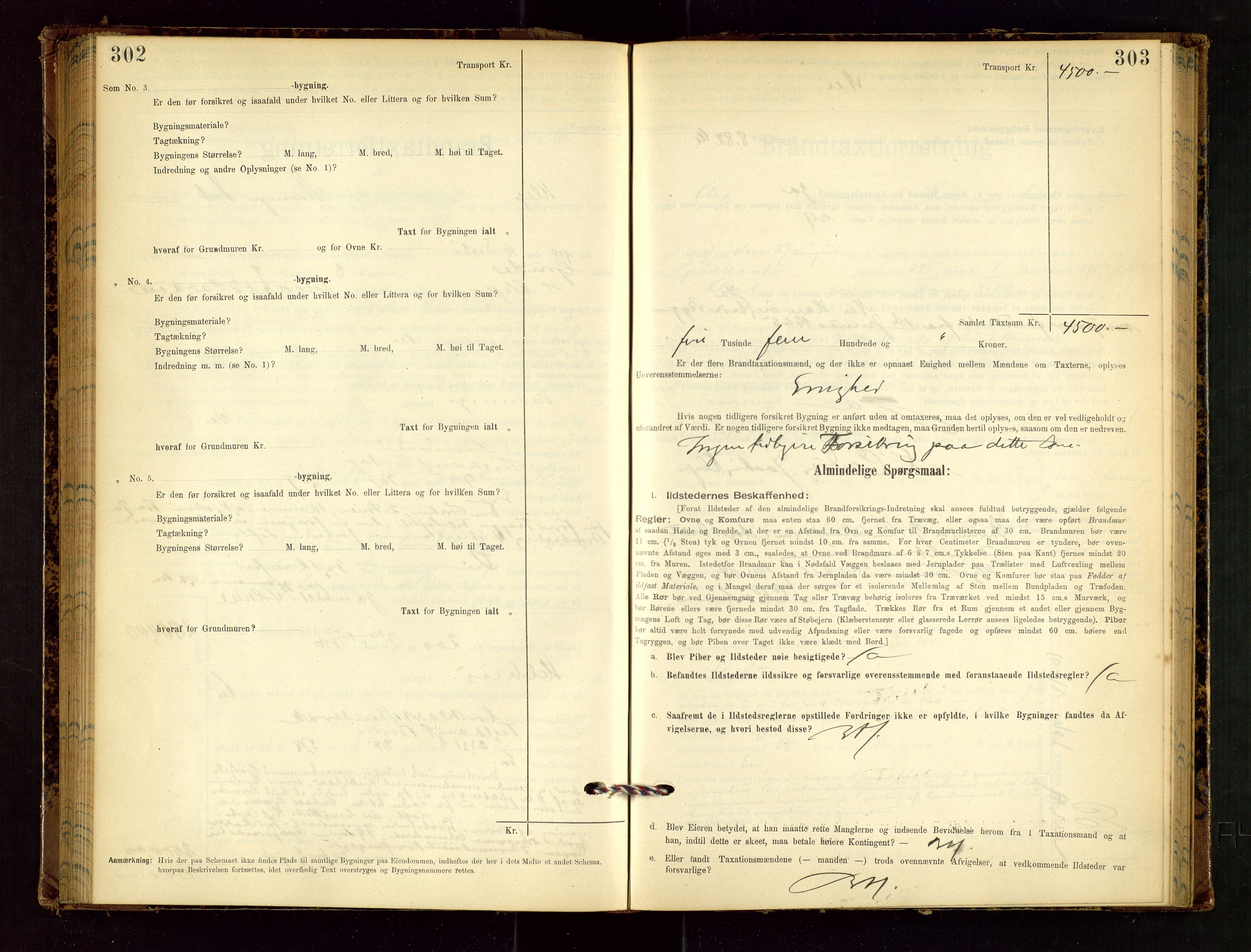 Klepp lensmannskontor, AV/SAST-A-100163/Goc/L0002: "Brandtaxationsprotokol" m/register, 1898-1902, p. 302-303