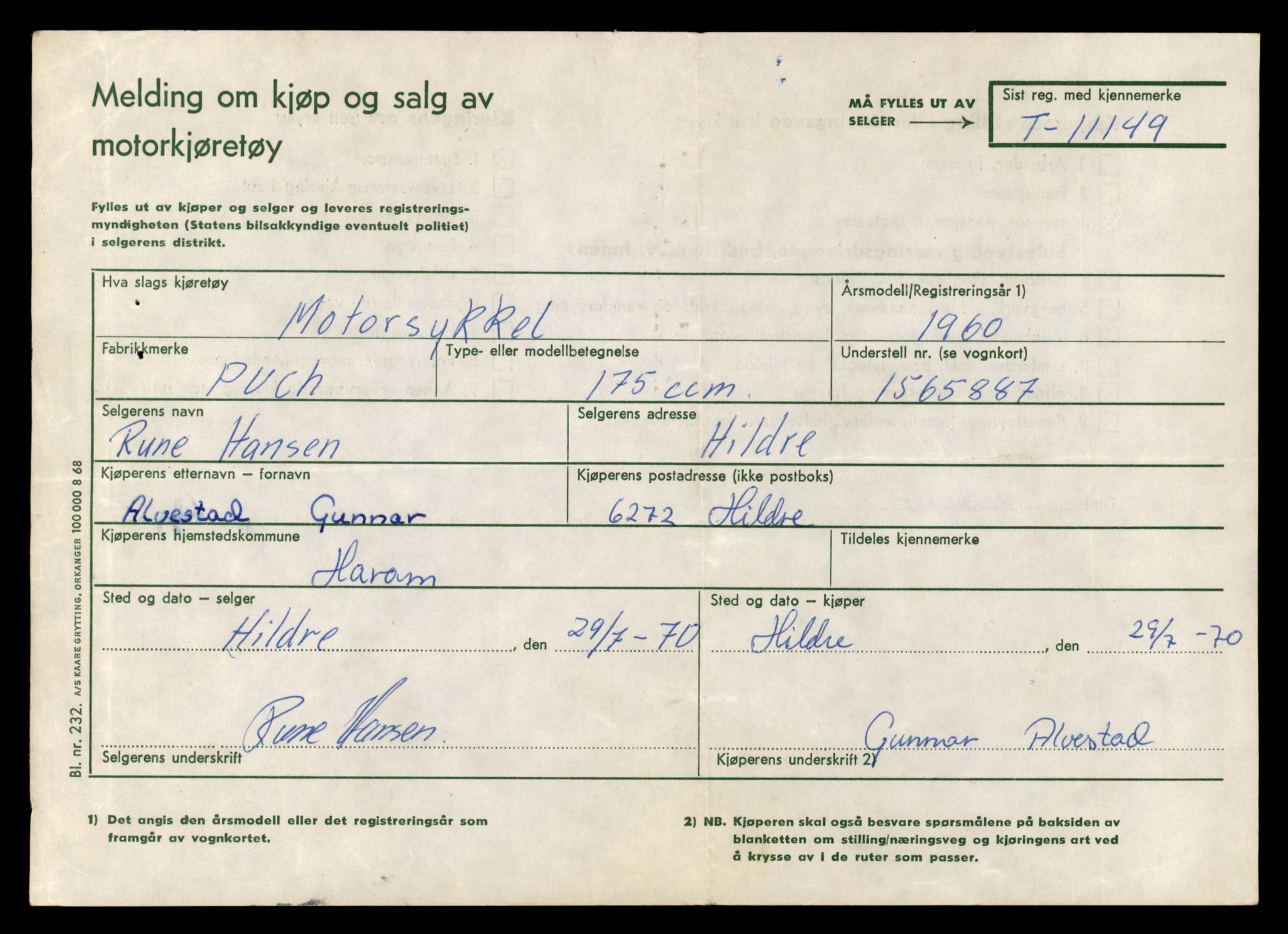 Møre og Romsdal vegkontor - Ålesund trafikkstasjon, AV/SAT-A-4099/F/Fe/L0026: Registreringskort for kjøretøy T 11046 - T 11160, 1927-1998, p. 2695