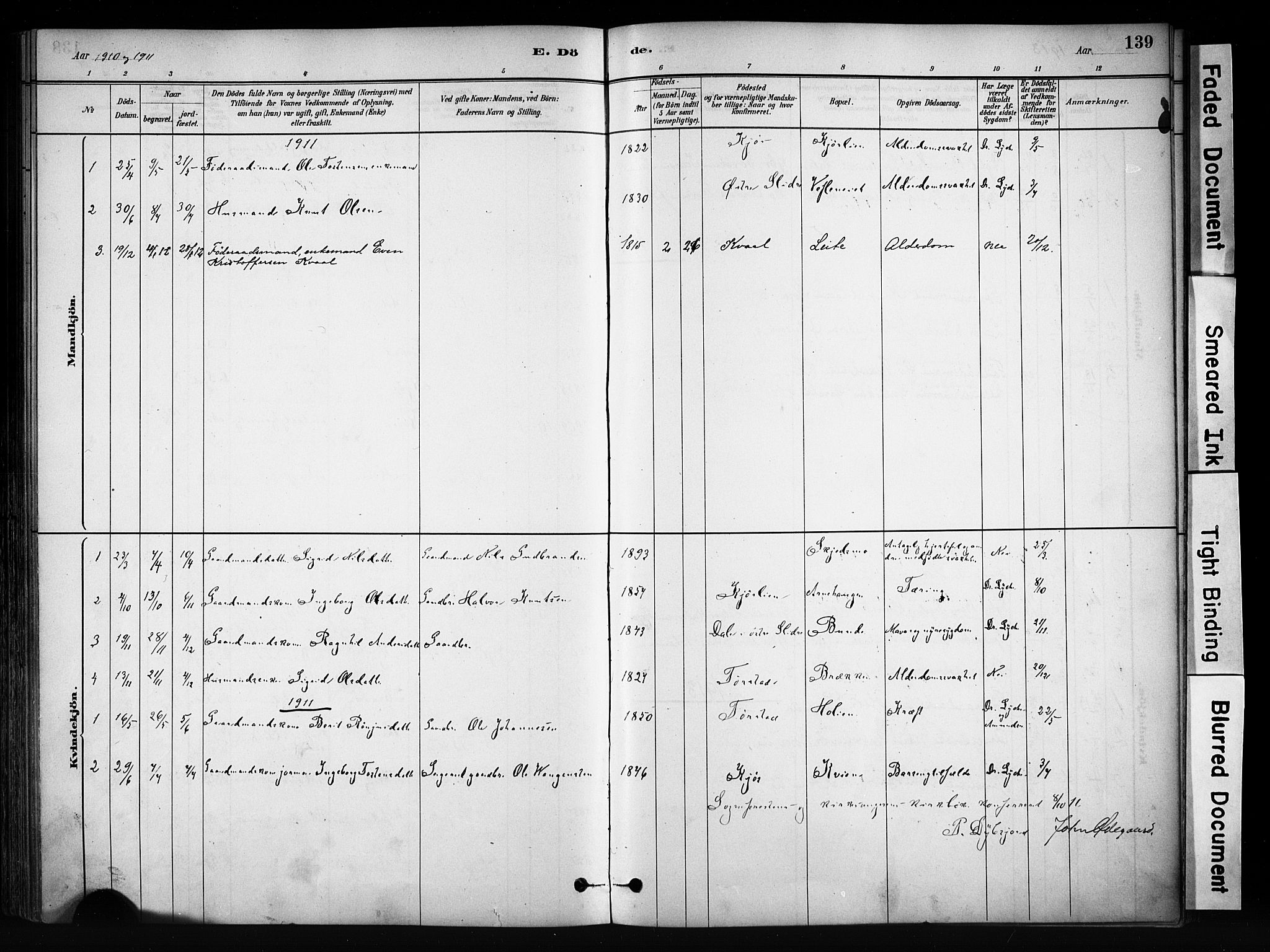 Vang prestekontor, Valdres, SAH/PREST-140/H/Ha/L0009: Parish register (official) no. 9, 1882-1914, p. 139