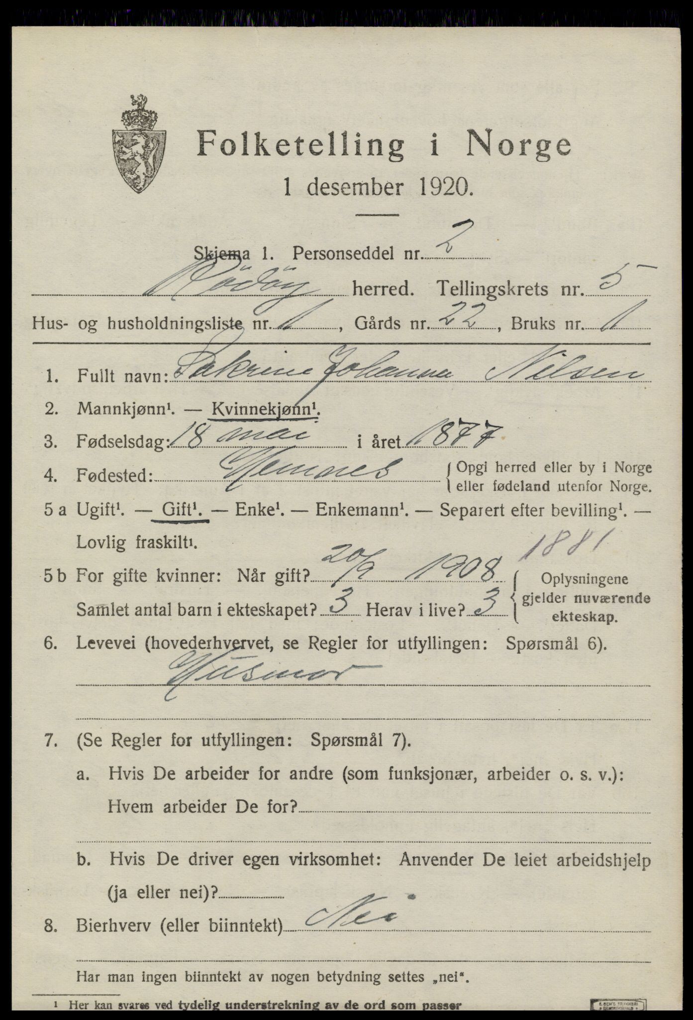 SAT, 1920 census for Rødøy, 1920, p. 2944