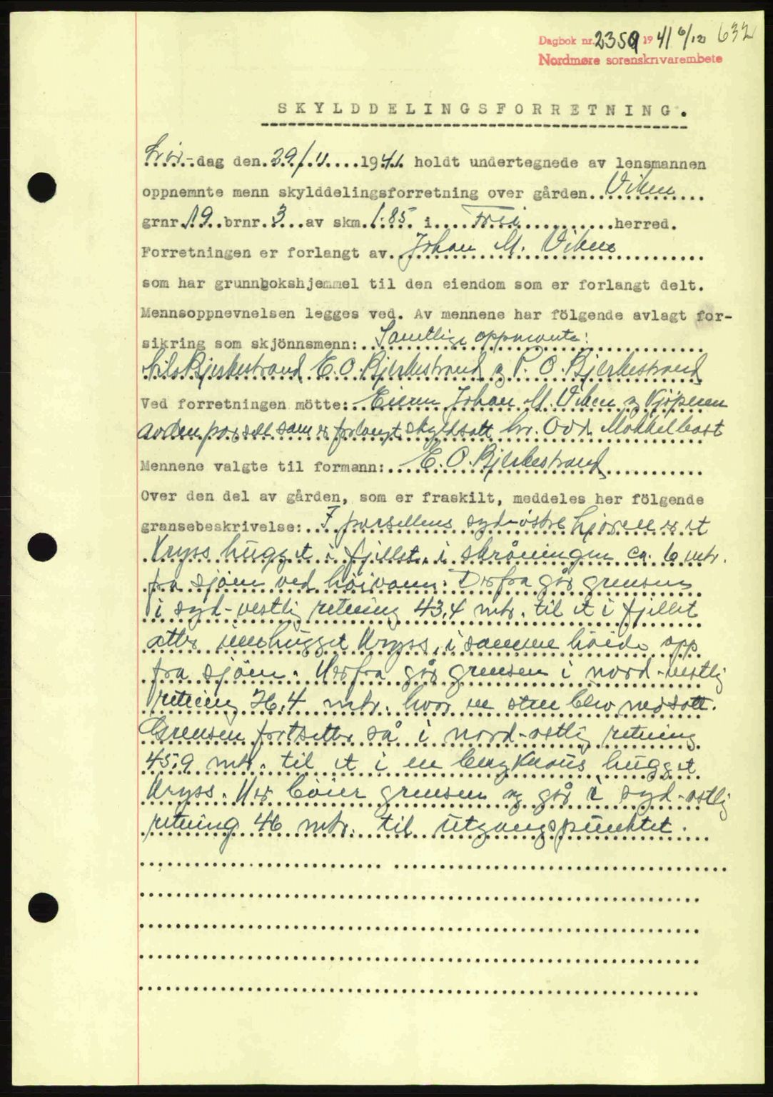 Nordmøre sorenskriveri, AV/SAT-A-4132/1/2/2Ca: Mortgage book no. A91, 1941-1942, Diary no: : 2359/1941