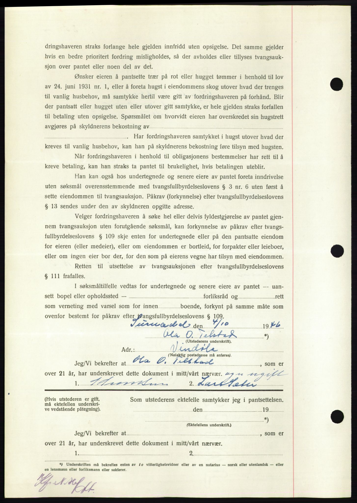 Nordmøre sorenskriveri, AV/SAT-A-4132/1/2/2Ca: Mortgage book no. B95, 1946-1947, Diary no: : 2083/1946