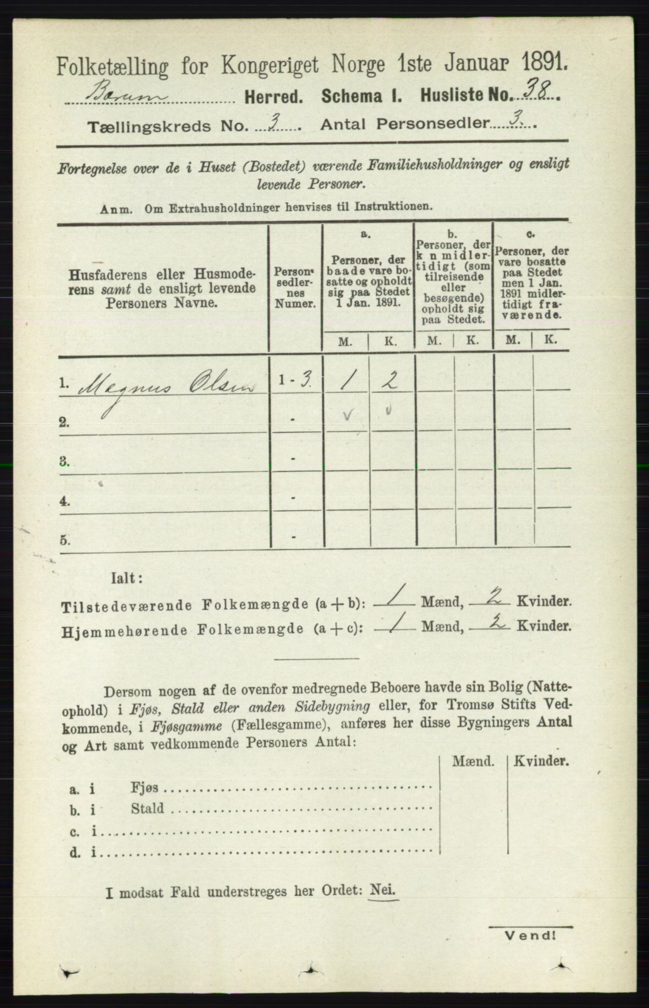 RA, 1891 census for 0219 Bærum, 1891, p. 1939