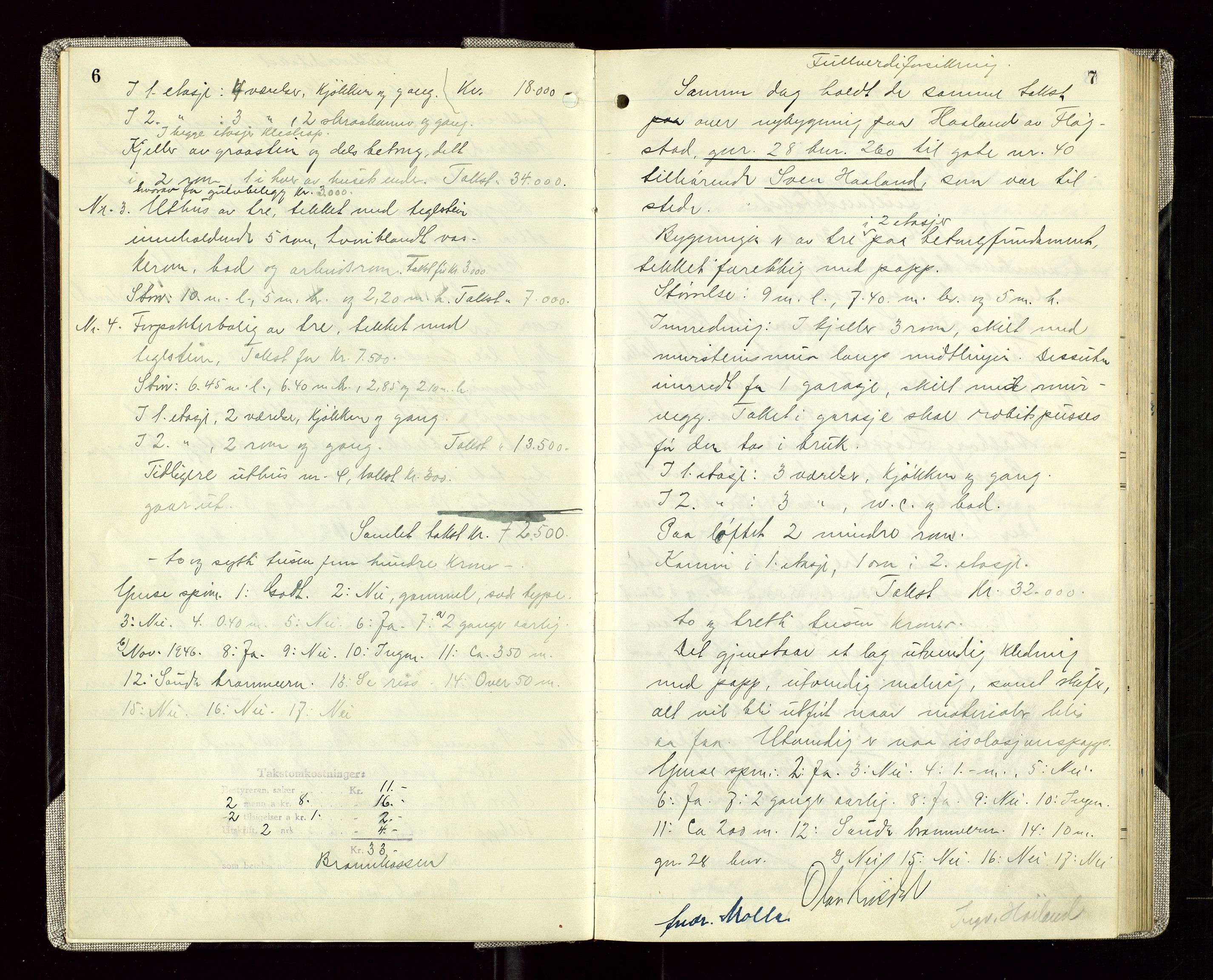 Sauda lensmannskontor, AV/SAST-A-100177/Goa/L0005: "Branntakstprotokoll for Sauda lensmannsdistrikt", 1946-1955, p. 6-7