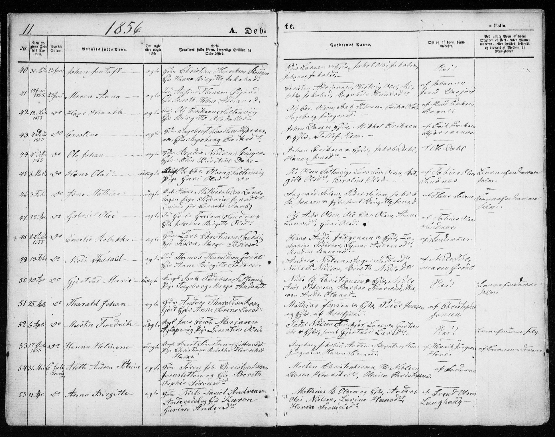 Lenvik sokneprestembete, SATØ/S-1310/H/Ha/Haa/L0007kirke: Parish register (official) no. 7, 1855-1865, p. 11