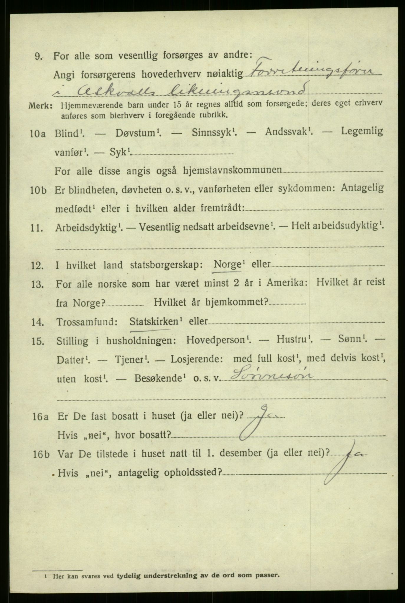 SAB, 1920 census for Askvoll, 1920, p. 4393