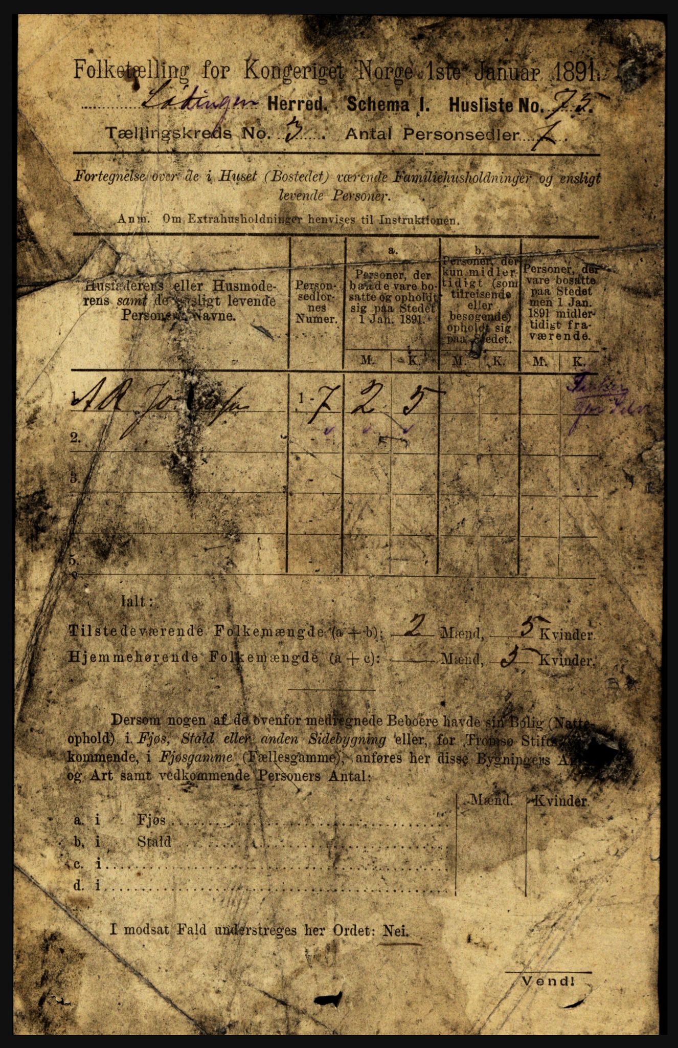 RA, 1891 census for 1851 Lødingen, 1891, p. 1371