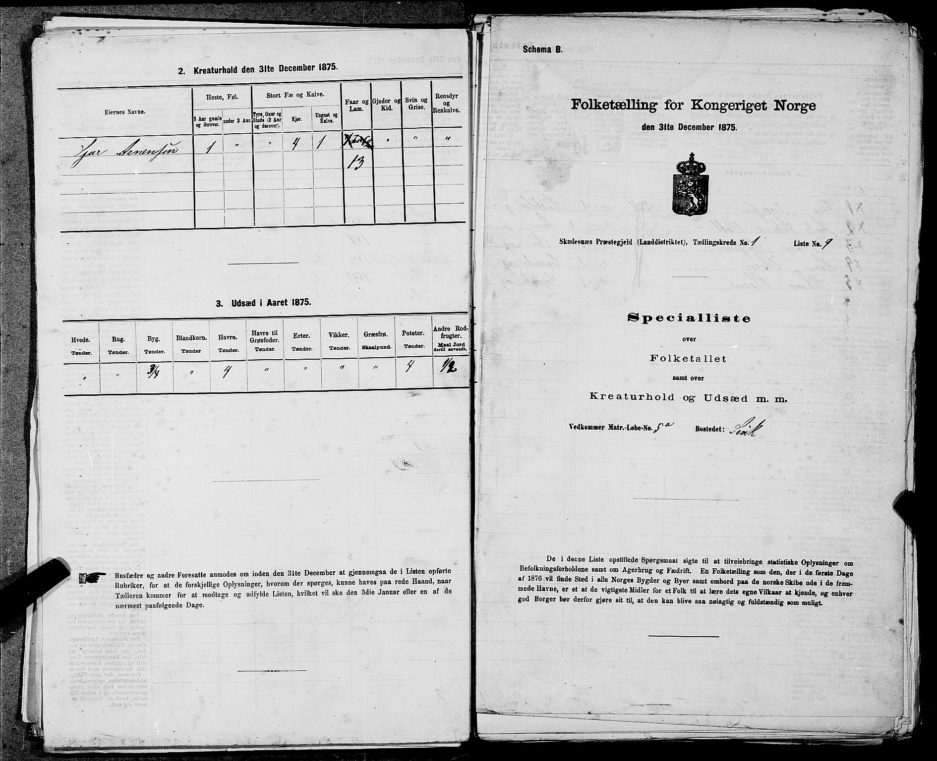 SAST, 1875 census for 1150L Skudenes/Falnes, Åkra og Ferkingstad, 1875, p. 85