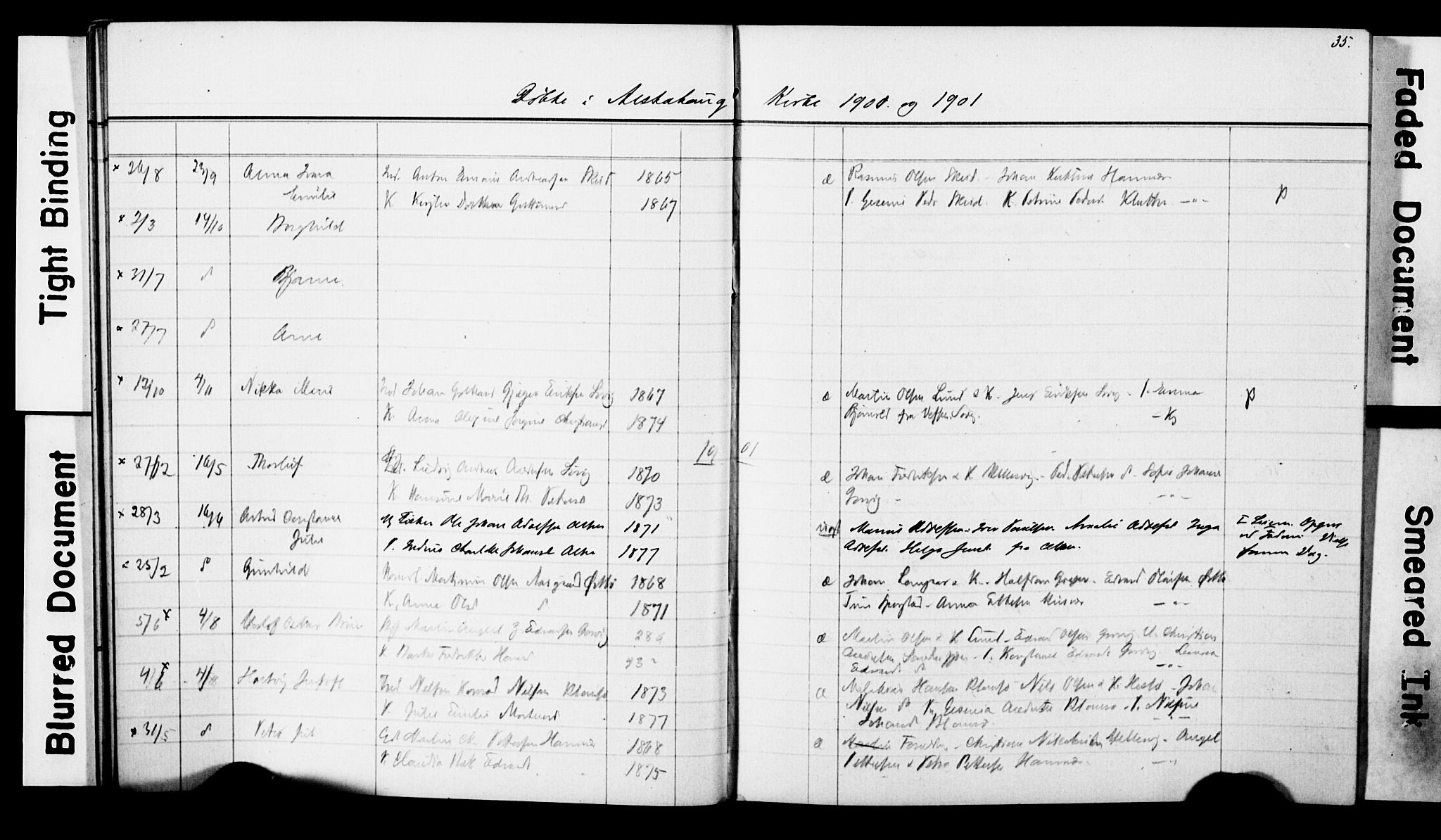 Ministerialprotokoller, klokkerbøker og fødselsregistre - Nordland, AV/SAT-A-1459/830/L0465: Parish register (copy) no. 830C07, 1891-1905, p. 35