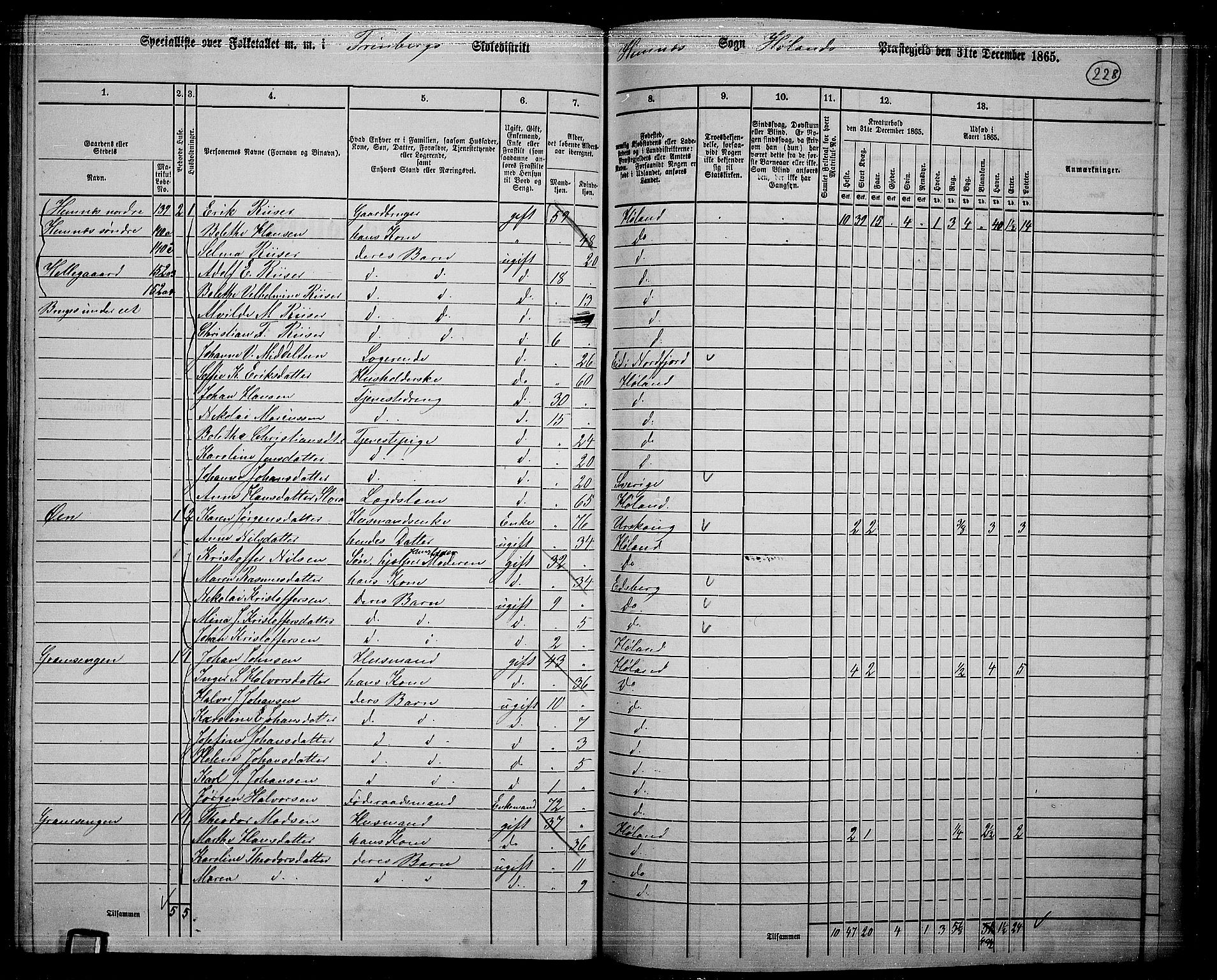 RA, 1865 census for Høland, 1865, p. 209