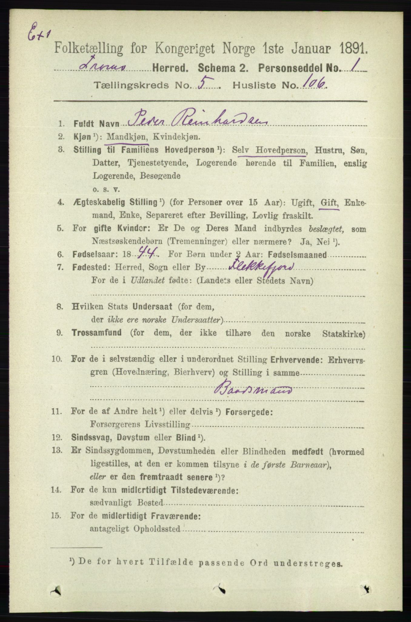 RA, Census 1891 for Nedenes amt: Gjenparter av personsedler for beslektede ektefeller, menn, 1891, p. 582