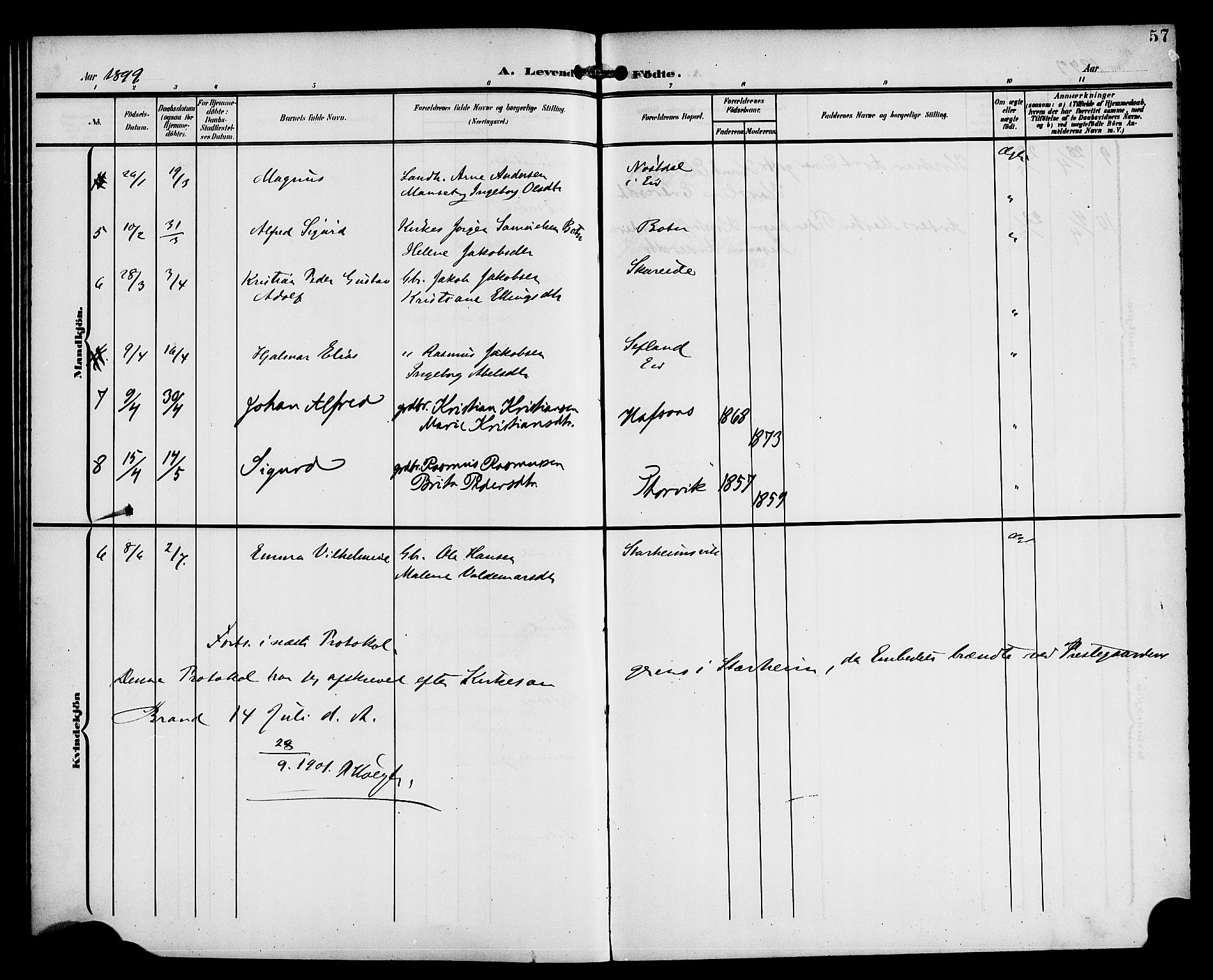 Eid sokneprestembete, AV/SAB-A-82301/H/Haa/Haac/L0001: Parish register (official) no. C 1, 1879-1899, p. 57