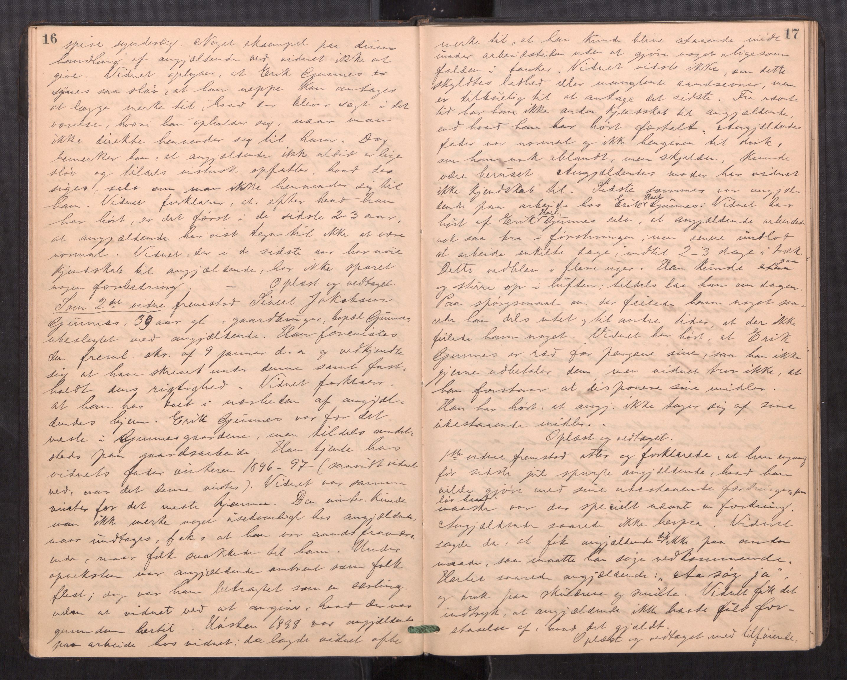 Orkdal sorenskriveri, AV/SAT-A-4169/1/1/1B/L0024: Ekstrarettsprotokoll, 1901-1908, p. 16-17