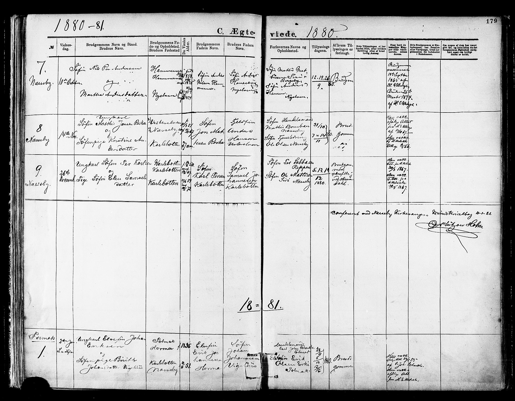 Nesseby sokneprestkontor, AV/SATØ-S-1330/H/Ha/L0004kirke: Parish register (official) no. 4, 1877-1884, p. 179