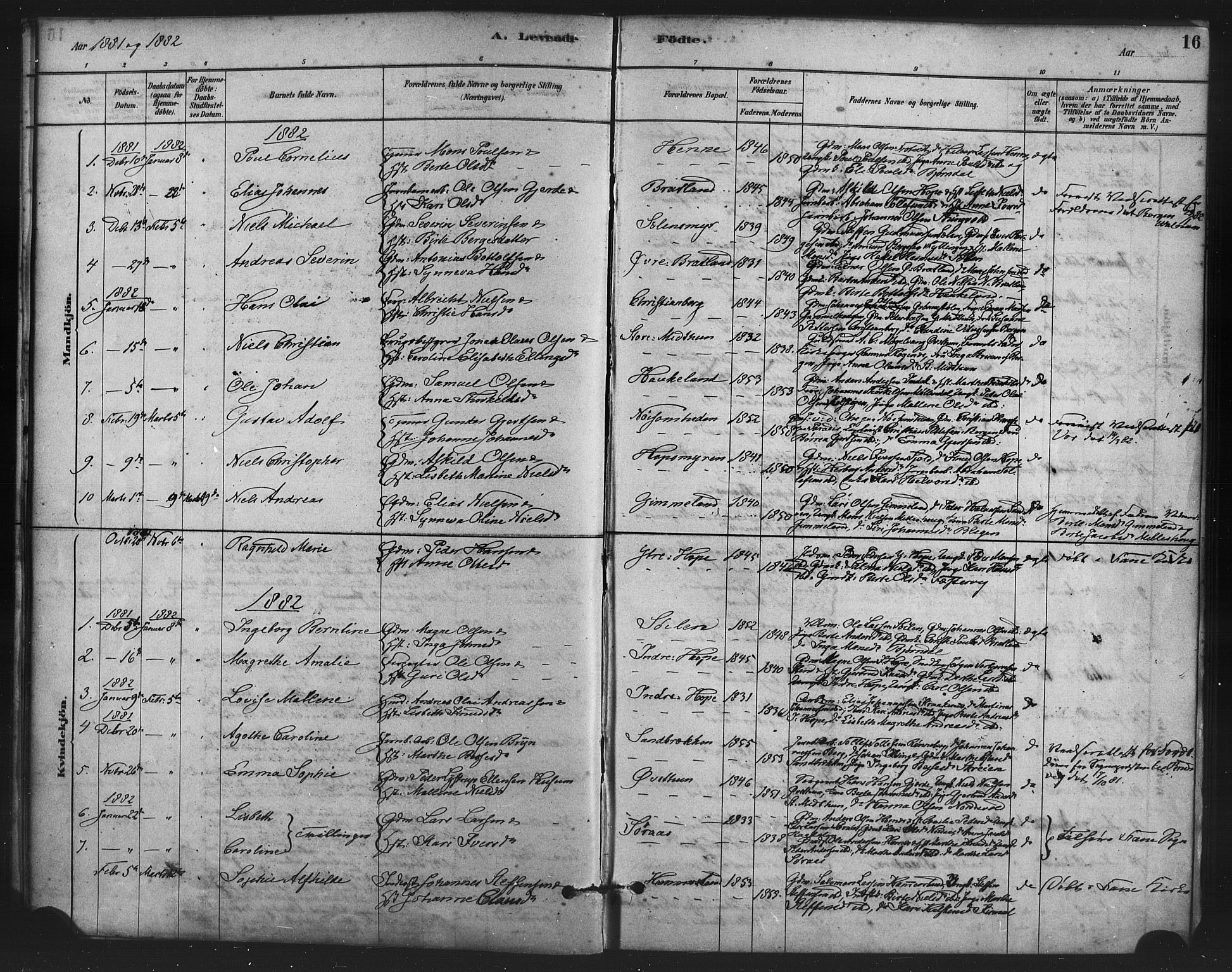 Fana Sokneprestembete, AV/SAB-A-75101/H/Haa/Haai/L0001: Parish register (official) no. I 1, 1878-1888, p. 16