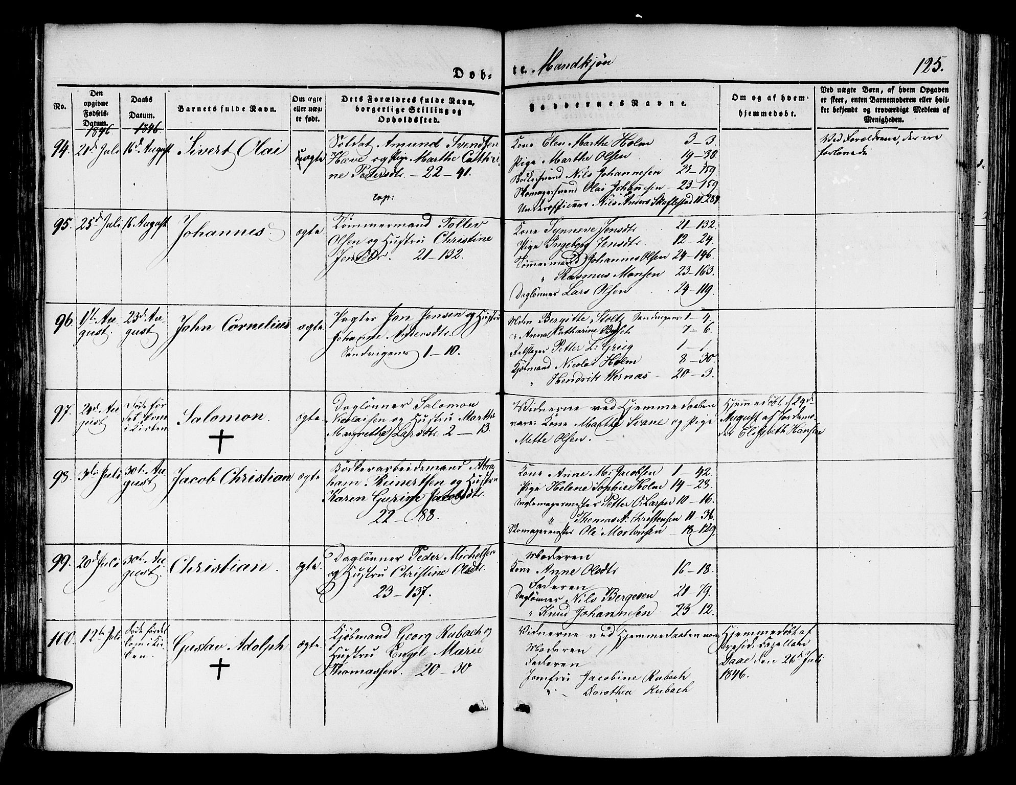 Korskirken sokneprestembete, SAB/A-76101/H/Hab: Parish register (copy) no. B 1, 1839-1847, p. 125