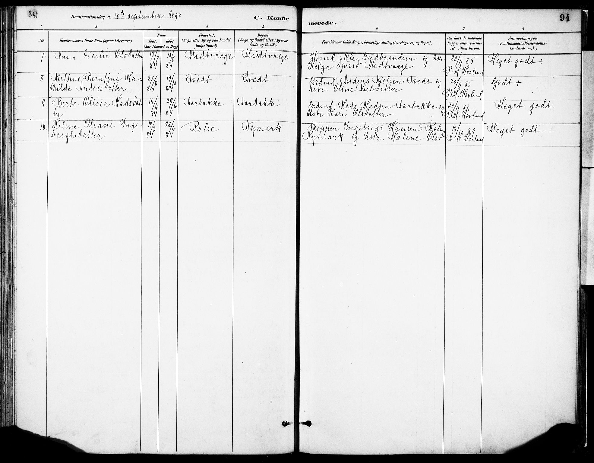 Tysnes sokneprestembete, SAB/A-78601/H/Haa: Parish register (official) no. C 1, 1887-1912, p. 94
