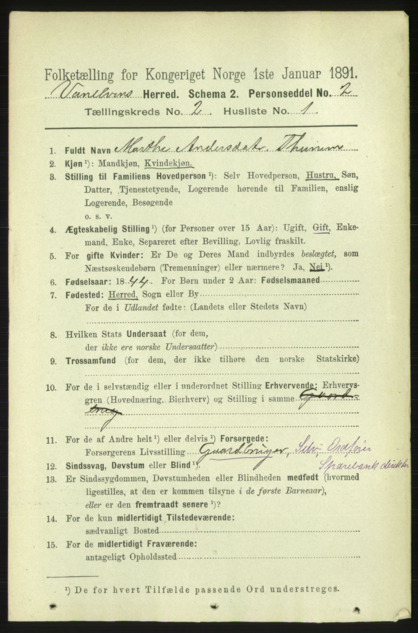 RA, 1891 census for 1511 Vanylven, 1891, p. 702