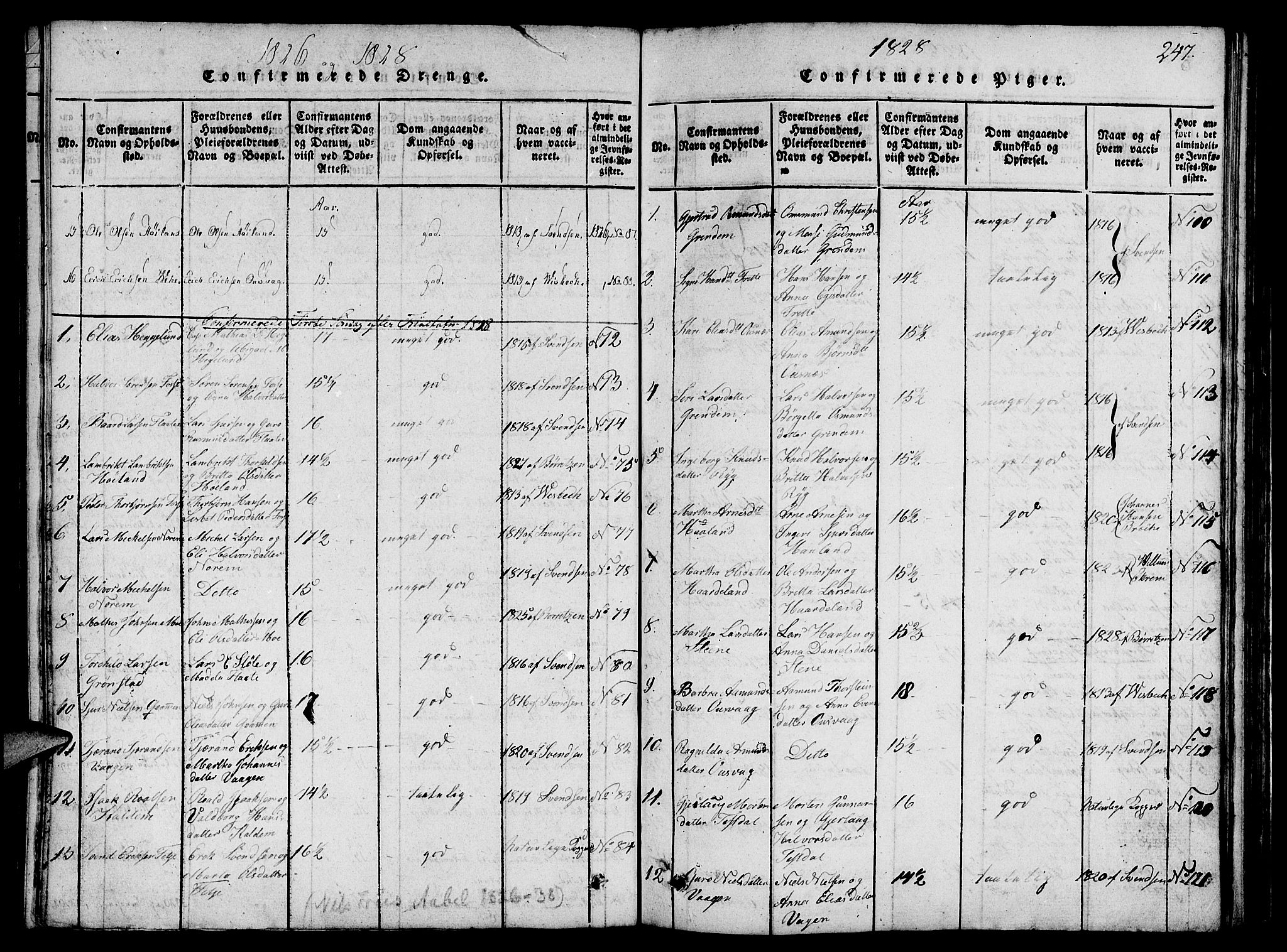 Etne sokneprestembete, SAB/A-75001/H/Haa: Parish register (official) no. A 6, 1815-1831, p. 247
