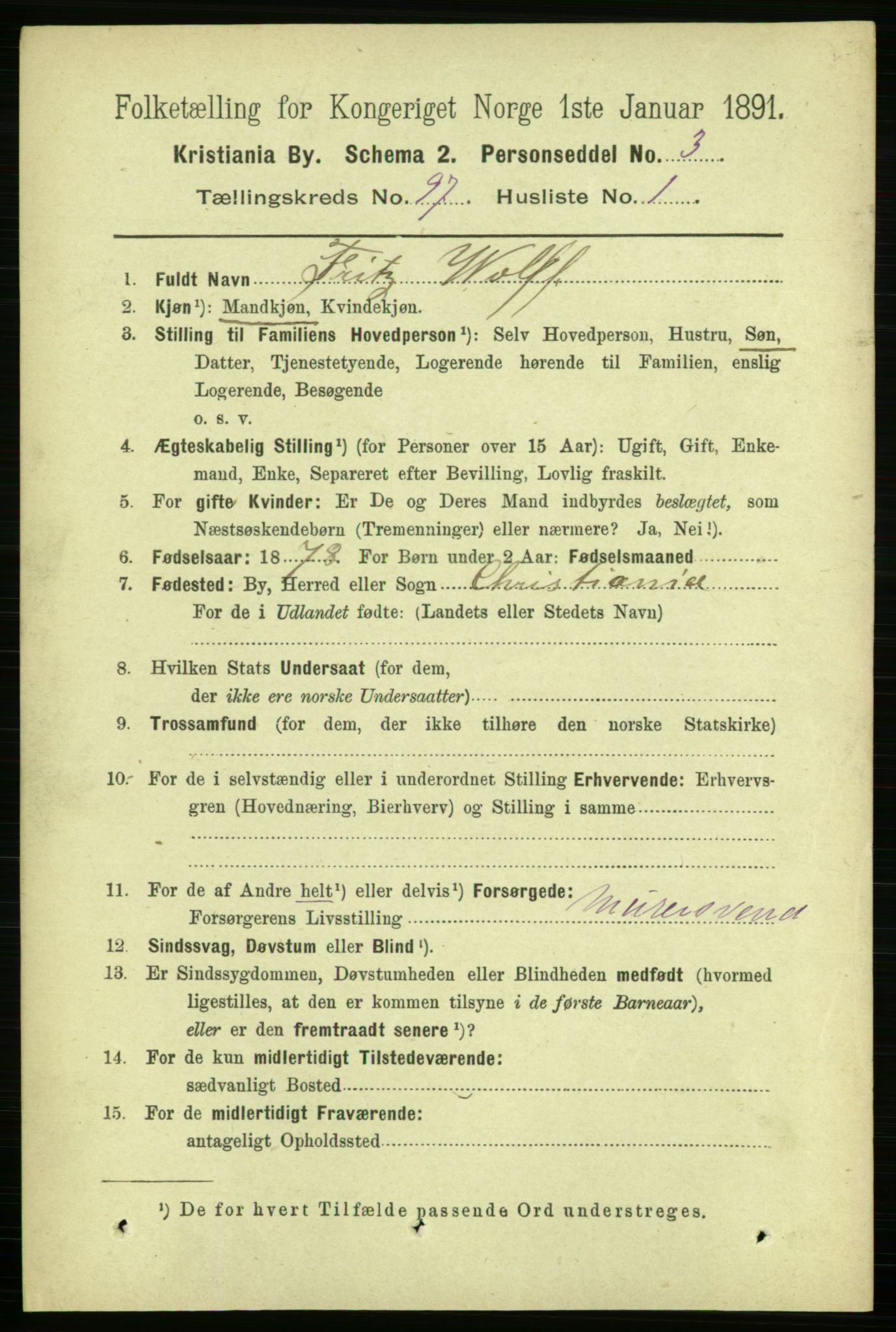 RA, 1891 census for 0301 Kristiania, 1891, p. 46883