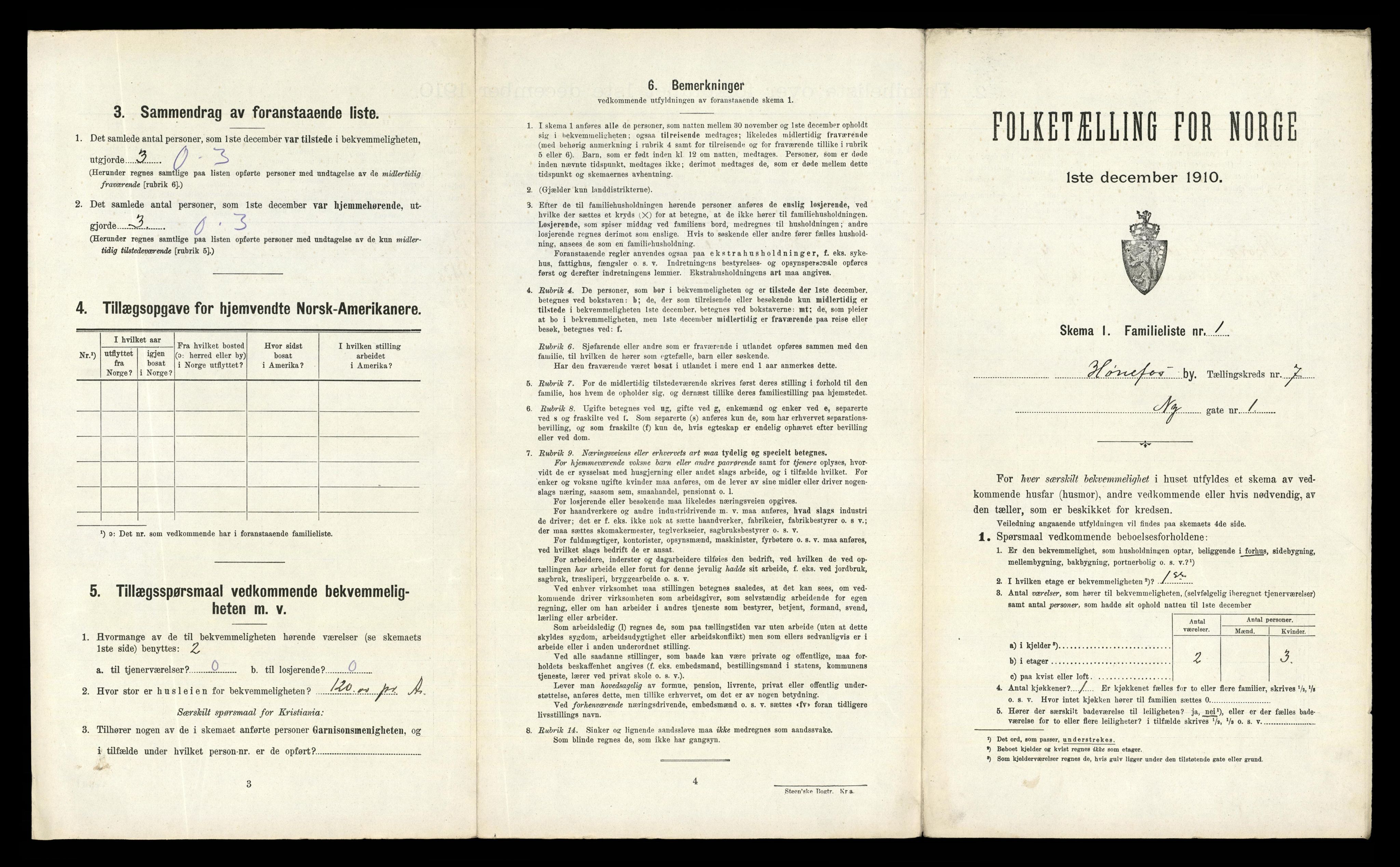 RA, 1910 census for Hønefoss, 1910, p. 1345