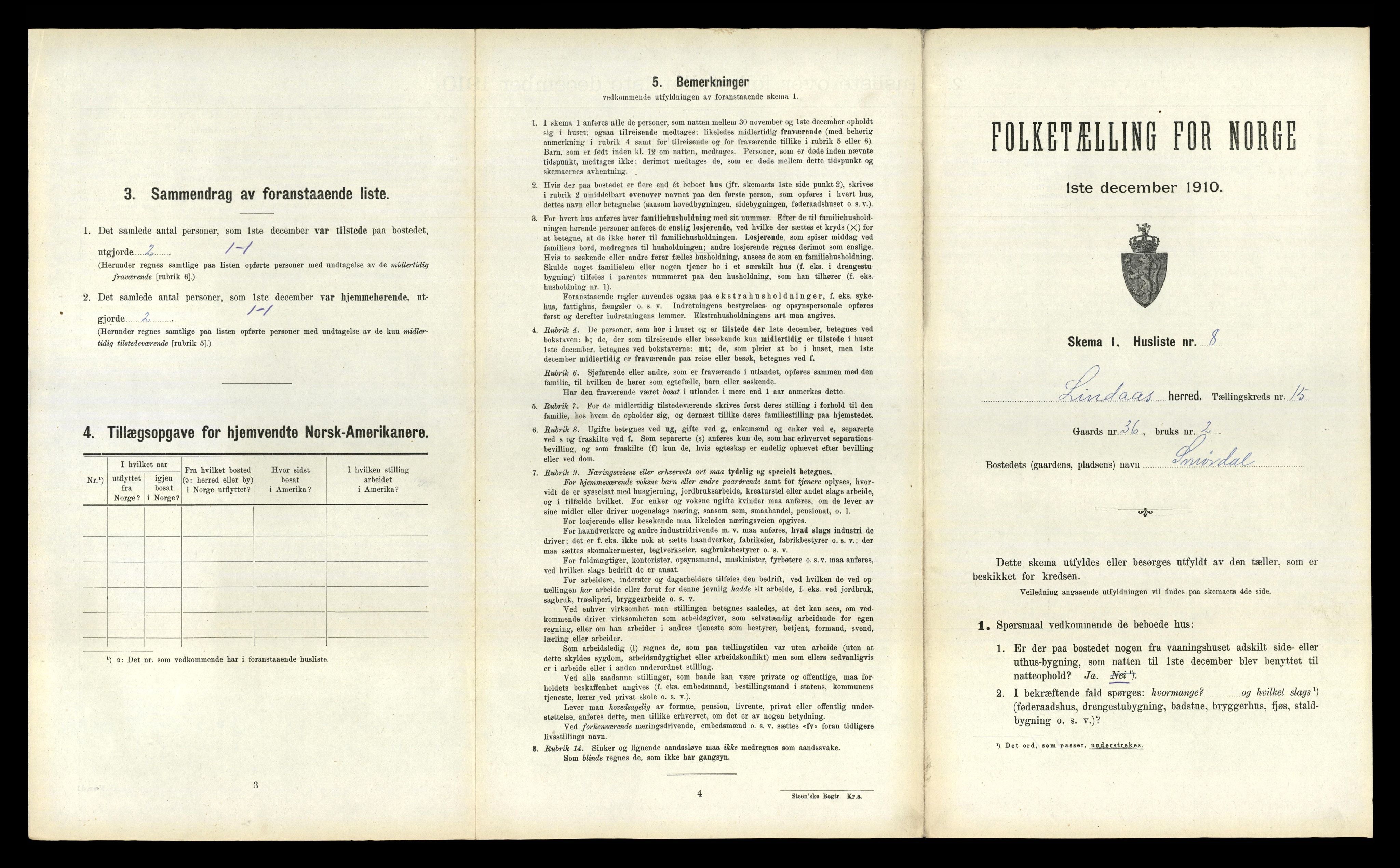 RA, 1910 census for Lindås, 1910, p. 964