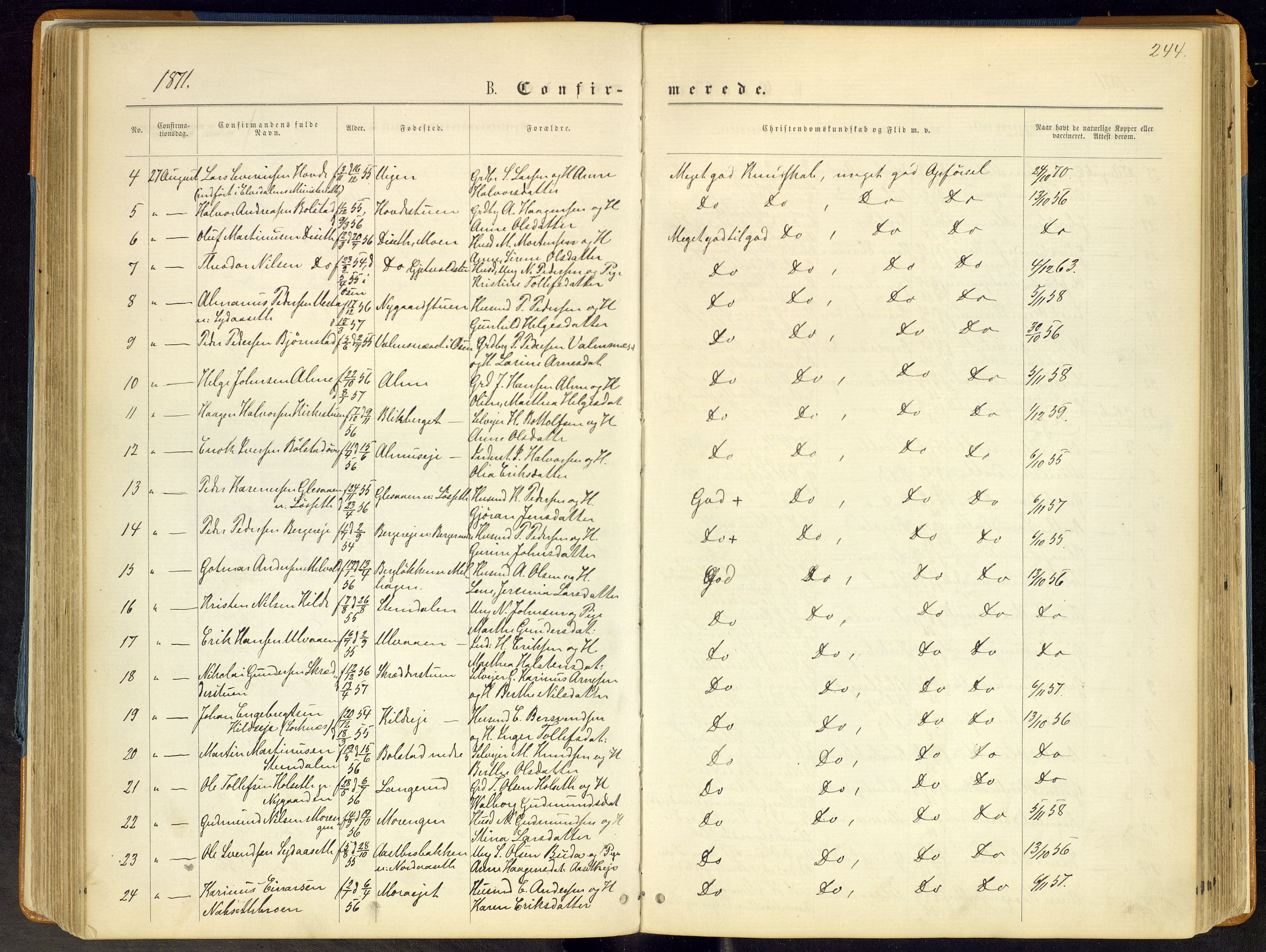 Åmot prestekontor, Hedmark, AV/SAH-PREST-056/H/Ha/Haa/L0008: Parish register (official) no. 8, 1862-1875, p. 244