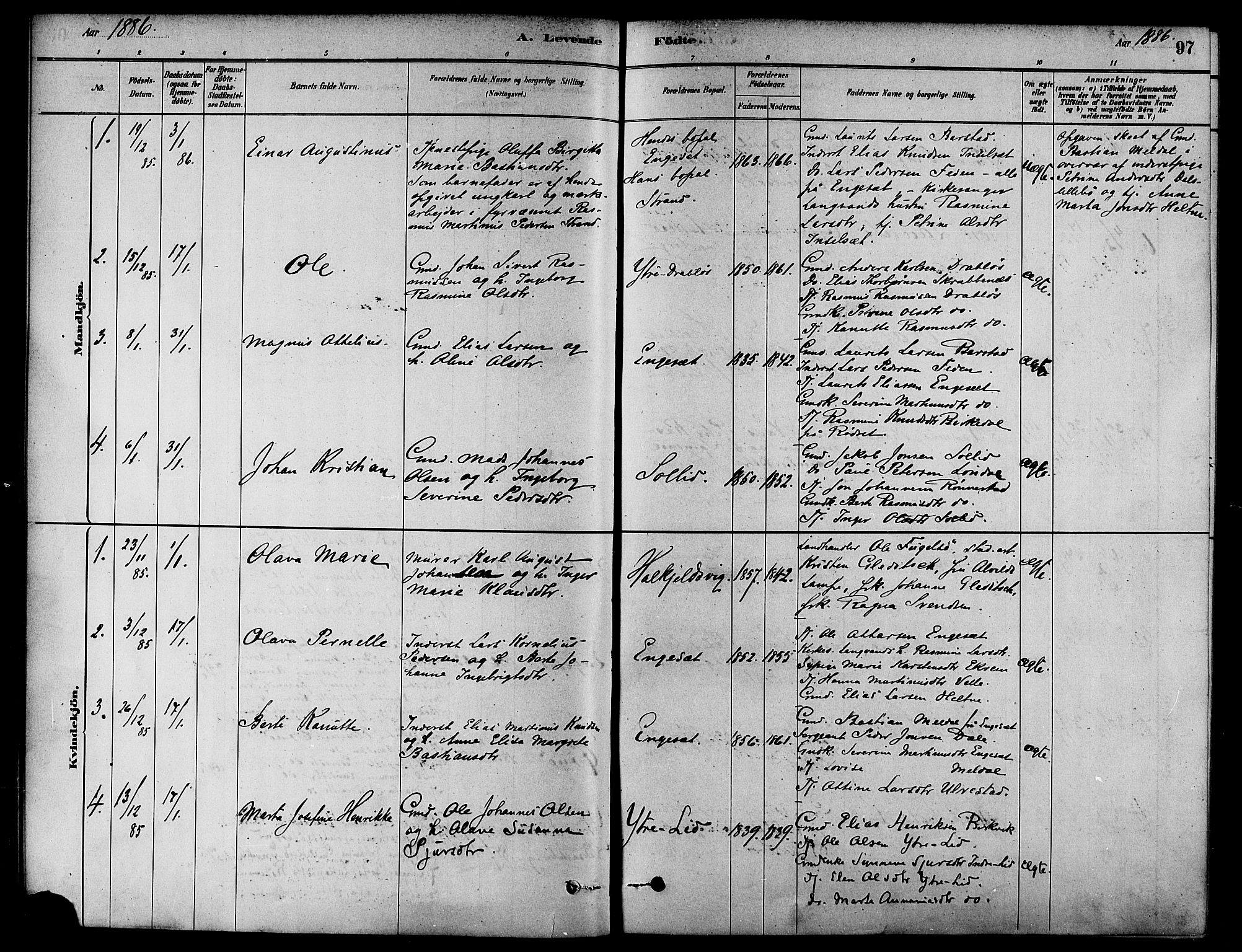 Ministerialprotokoller, klokkerbøker og fødselsregistre - Møre og Romsdal, AV/SAT-A-1454/511/L0141: Parish register (official) no. 511A08, 1878-1890, p. 97