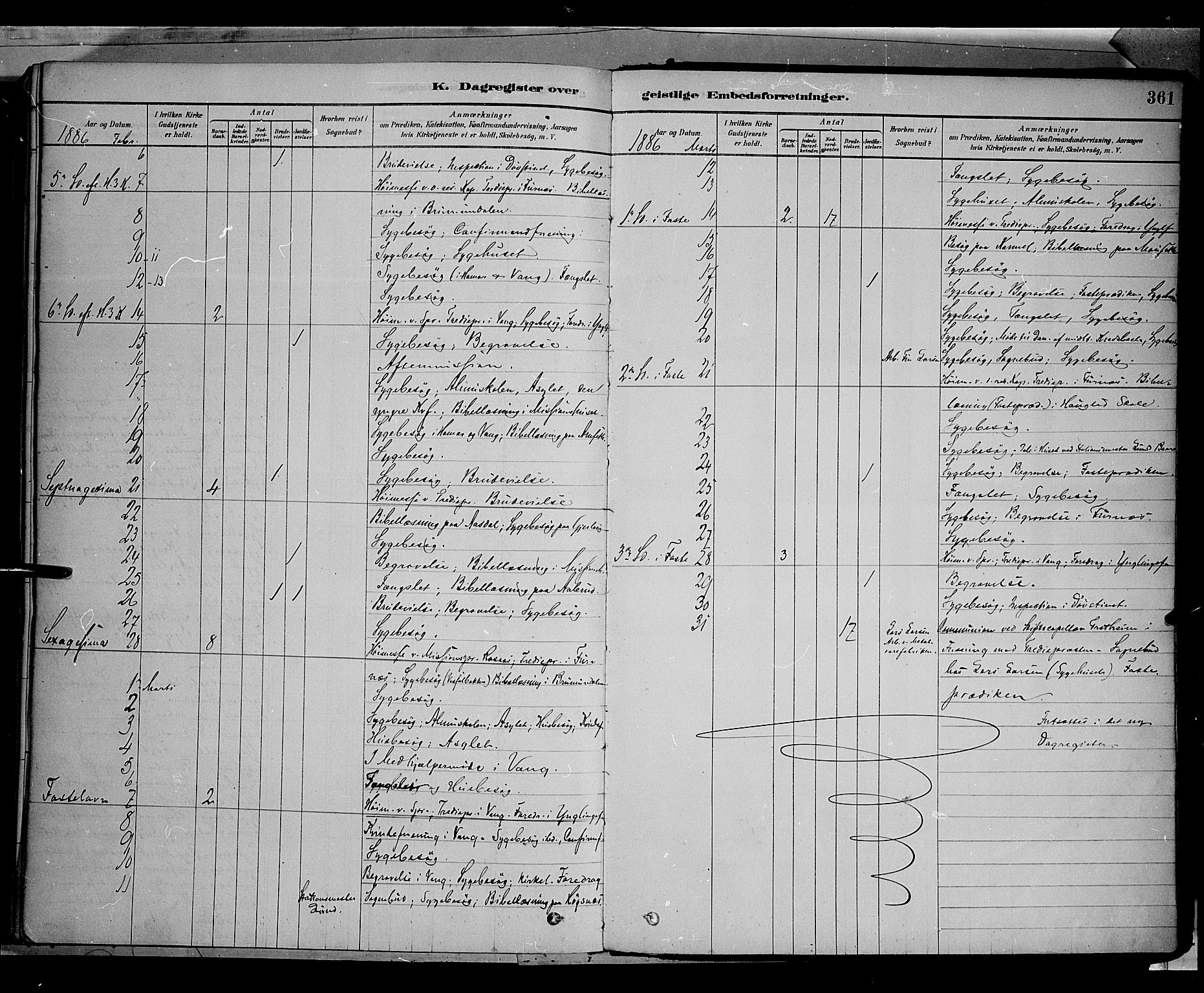 Vang prestekontor, Hedmark, AV/SAH-PREST-008/H/Ha/Haa/L0016: Parish register (official) no. 16, 1878-1889, p. 361