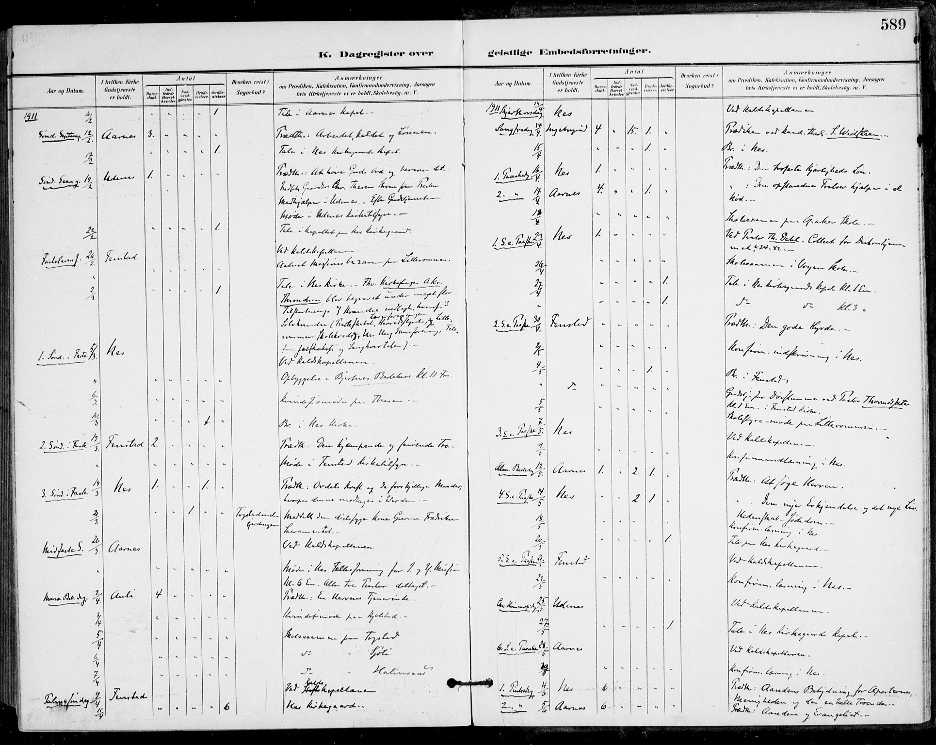 Nes prestekontor Kirkebøker, AV/SAO-A-10410/F/Fa/L0011: Parish register (official) no. I 11, 1899-1918, p. 589